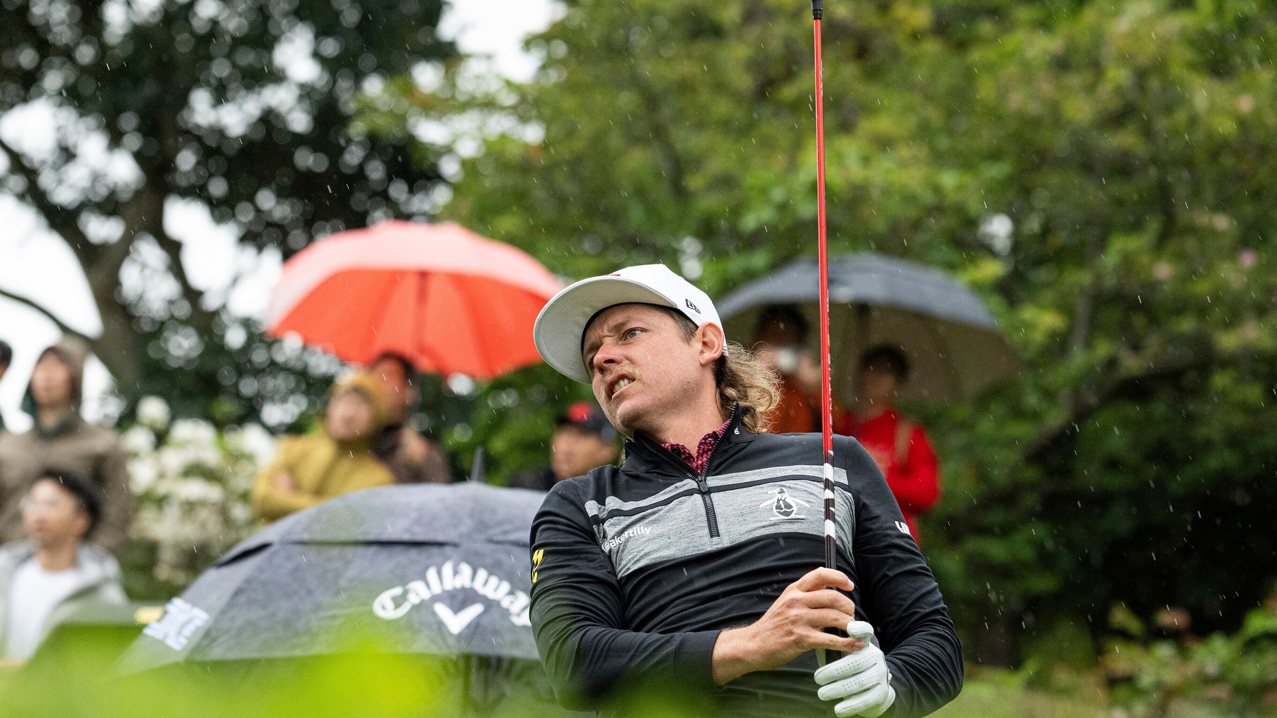 Cameron Smith hits his shot during the final round of LIV Golf Hong Kong at the Hong Kong Golf Club in Hong Kong Sunday, March 10, 2024. (Charles Laberge/LIV Golf via AP)