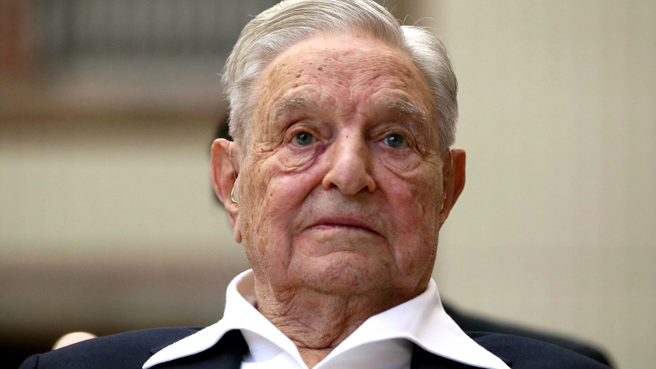 FILE - George Soros, Founder and Chairman of the Open Society Foundations, looks before the Joseph A. Schumpeter award ceremony in Vienna, Austria, June 21, 2019. Soros' Open Society Foundations announced a leadership change Monday, March 11, 2024 with its president Mark Malloch-Brown stepping down and a senior leader, Binaifer Nowrojee, appointed to the role. (AP Photo/Ronald Zak, File)