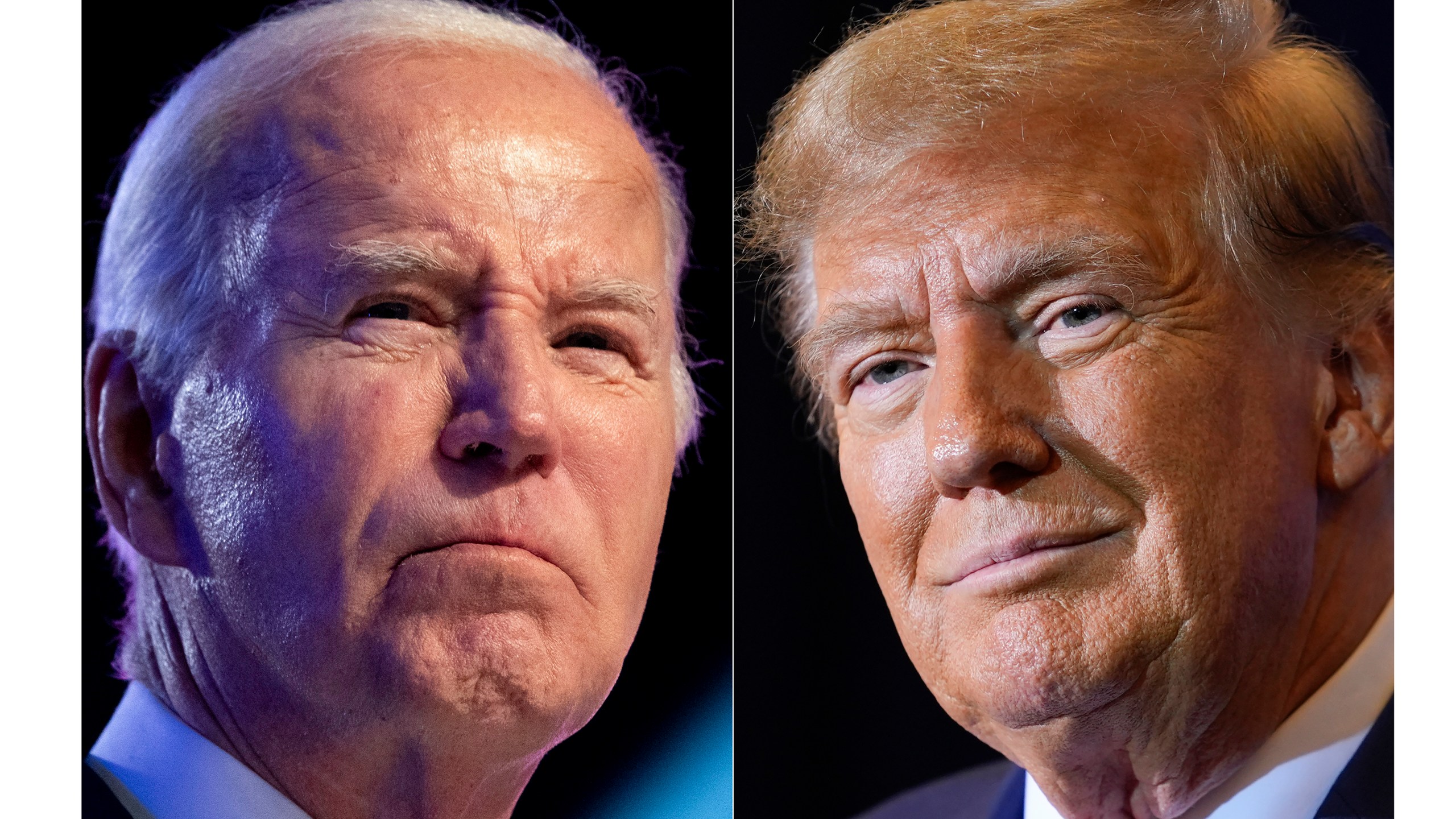 FILE - This combo image shows President Joe Biden, left, Jan. 5, 2024, and Republican presidential candidate former President Donald Trump, right, Jan. 19, 2024. (AP Photo, File)