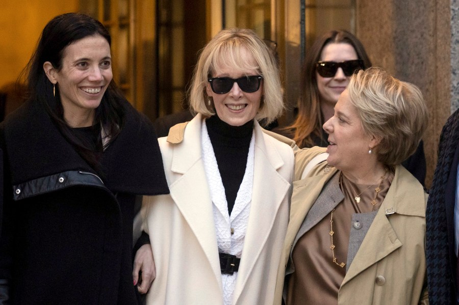 FILE - E. Jean Carroll leaves federal court after a jury awarded her $83.3 million in a case against former President Donald Trump, Jan. 26, 2024, in New York. An attorney for the longtime advice columnist suggested Monday, March 11, 2024, that a new defamation lawsuit was possible against the ex-president after he resumed verbal attacks against her at a weekend rally. (AP Photo/Yuki Iwamura, File)