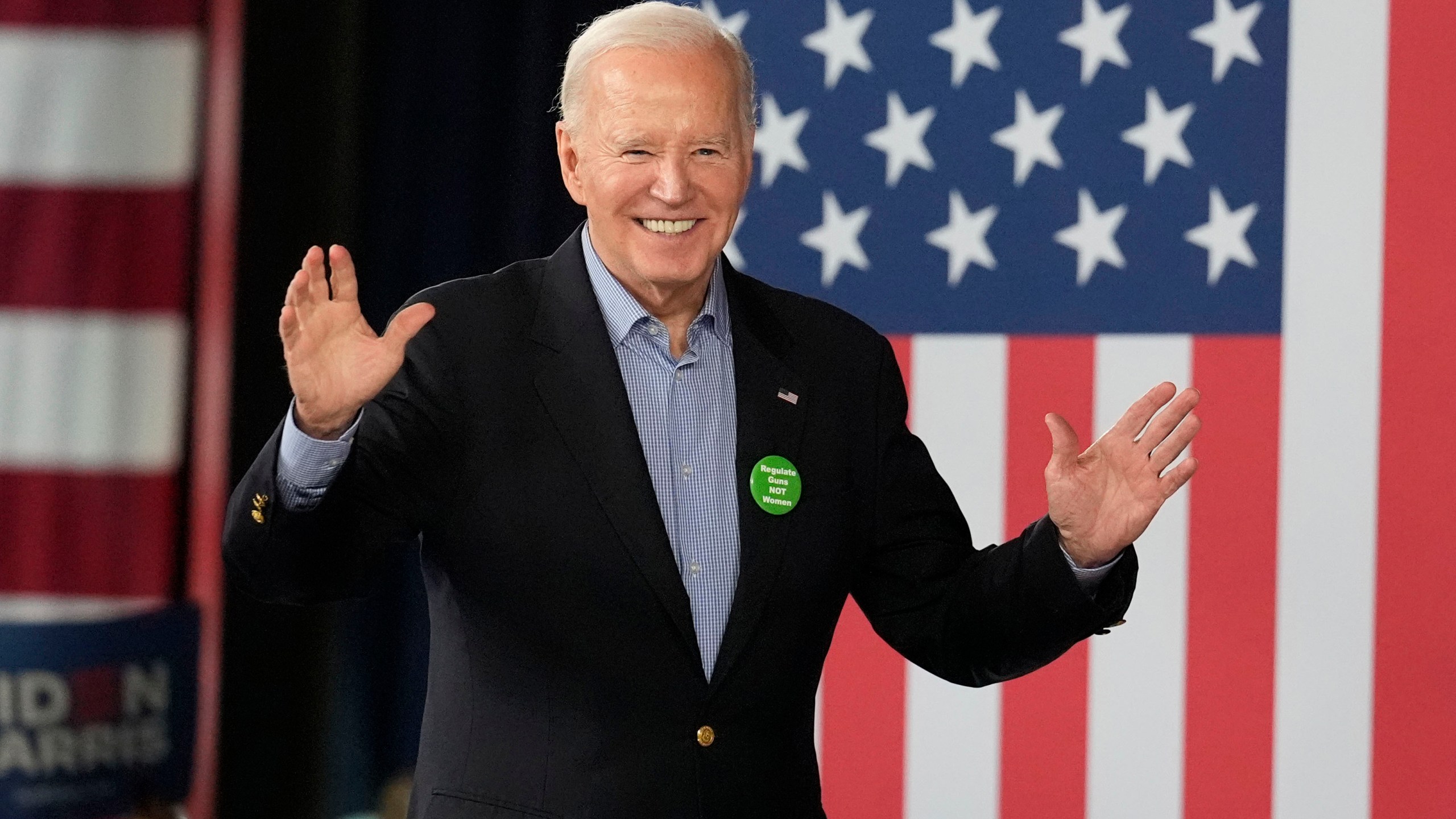 FILE - President Joe Biden waves to supporters after speaking at a campaign event, March 9, 2024, in Atlanta. Biden has formally clinched a second straight Democratic nomination. Now his party’s presumptive nominee, he faces an all-but-certain rematch with former President Donald Trump. (AP Photo/Brynn Anderson, File)