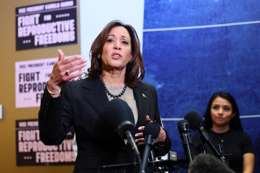 Vice President Kamala Harris speaks at Planned Parenthood, Thursday, March. 14, 2024, in St. Paul, Minn. (AP Photo/Adam Bettcher)