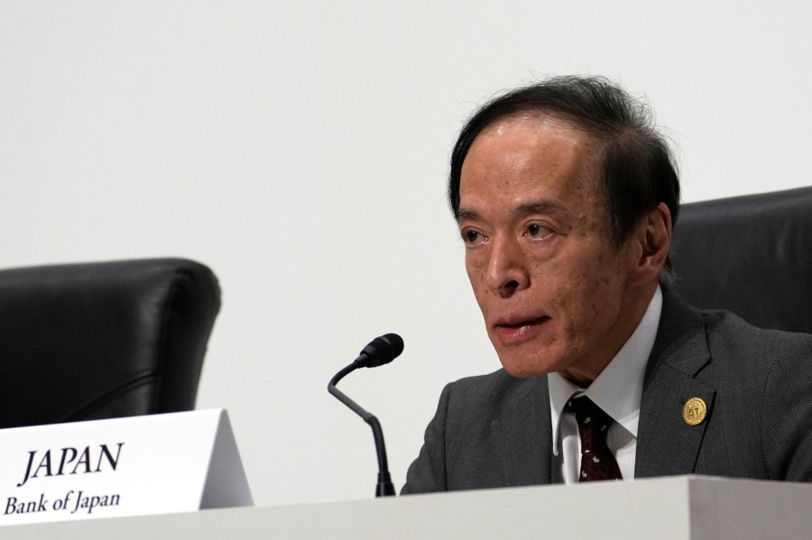 FILE - Governor of the Bank of Japan Kazuo Ueda speaks during the presidency press conference at the G7 meeting of finance ministers and central bank governors, at Toki Messe in Niigata, Japan, Saturday, May 13, 2023. Japan’s central bank raised its benchmark interest rate Tuesday, March 19, 2024, for the first time in 17 years, ending a longstanding policy of negative rates meant to boost the economy. (AP Photo/Shuji Kajiyama, Pool, File)