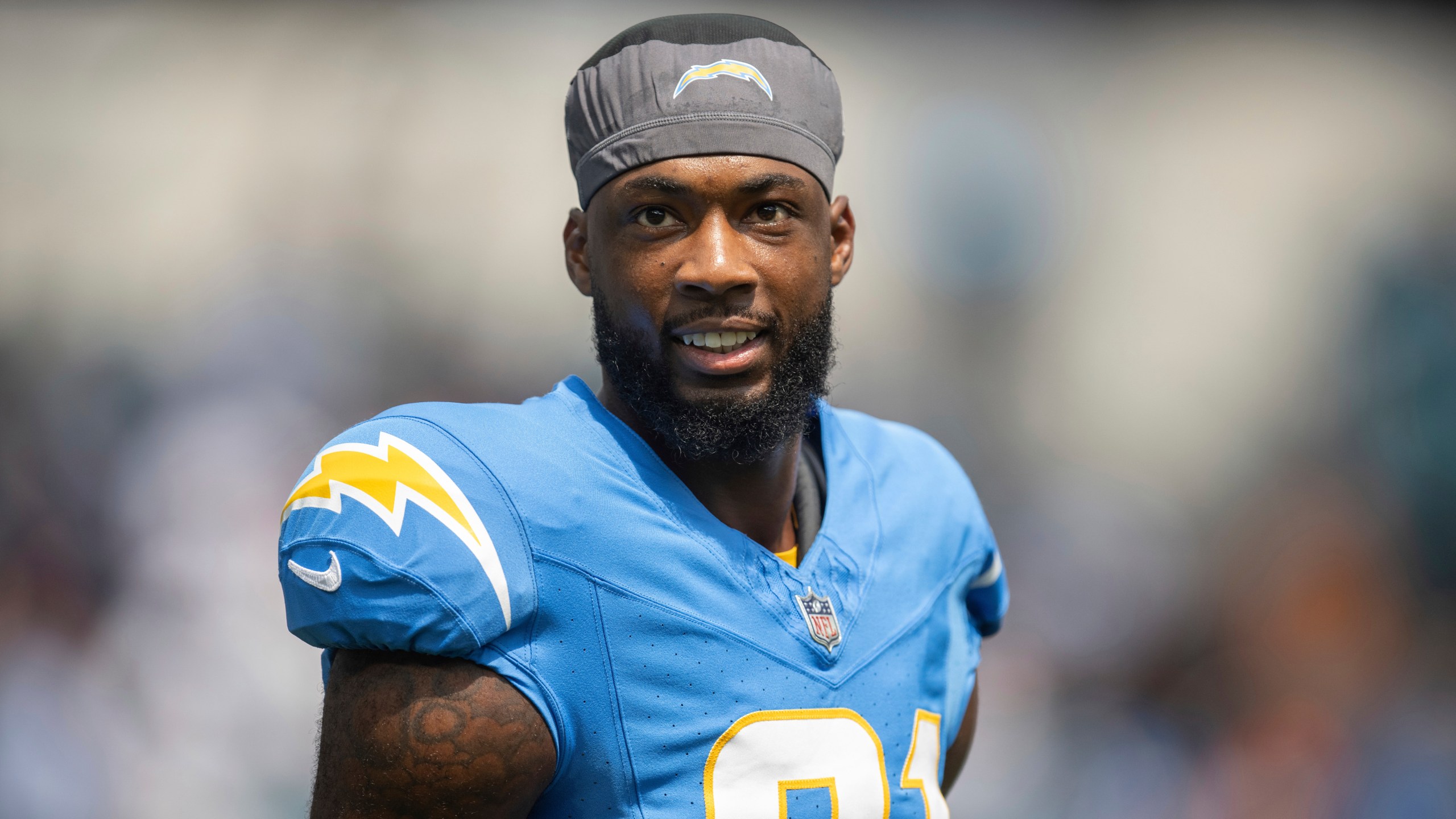FILE - Los Angeles Chargers wide receiver Mike Williams (81) before an NFL football game against the Miami Dolphins, Sept. 10, 2023, in Inglewood, Calif. The Los Angeles Chargers released Williams on Wednesday, March 13, 2024, a move that will free up $20 million in salary cap space. (AP Photo/Kyusung Gong, File)