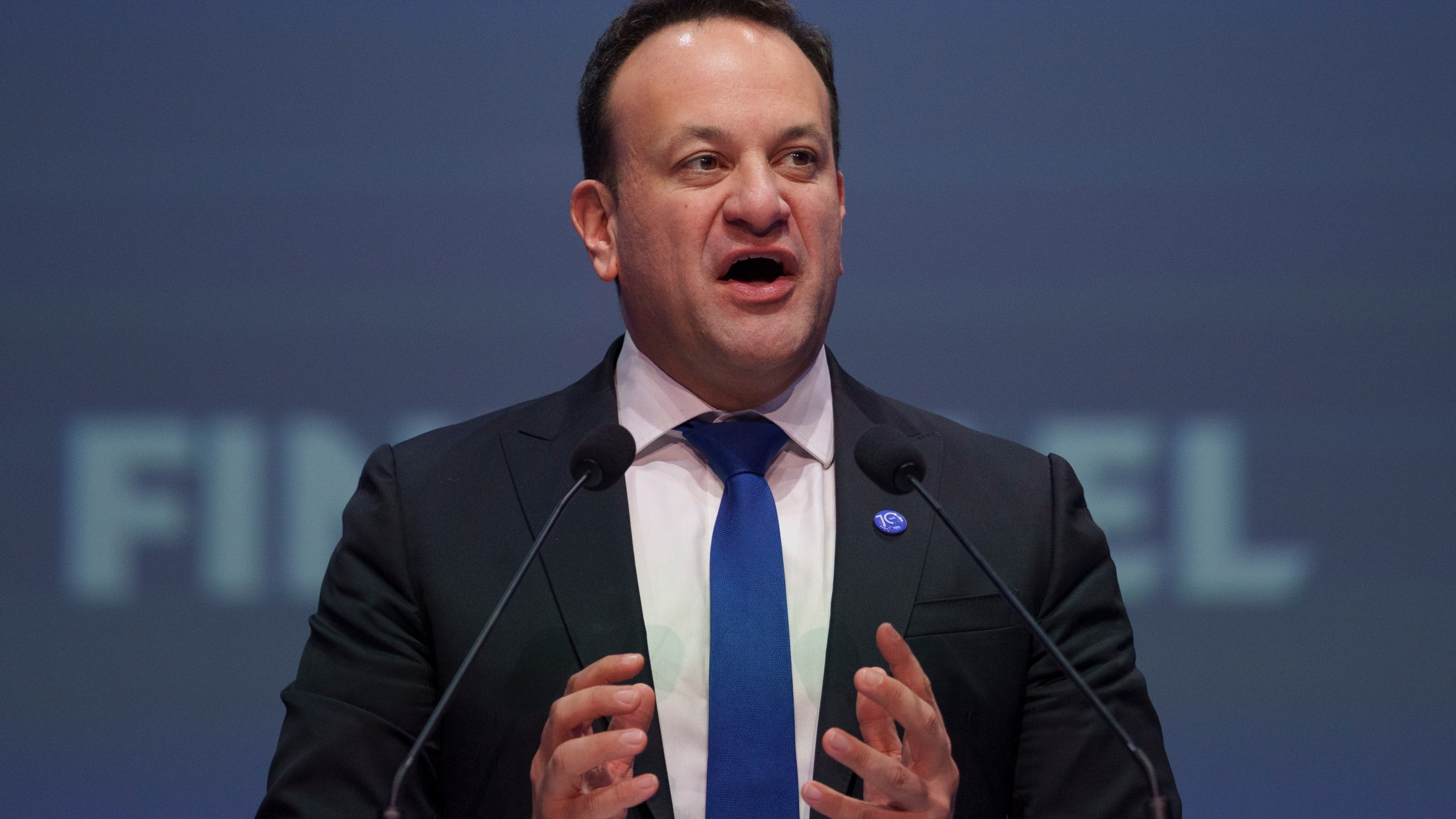 FILE - Irish Prime Minister Leo Varadkar speaks at the EPP Congress in Bucharest, Romania, Thursday, March 7, 2024. Irish Prime Minister Leo Varadkar says he will step down as leader of the country as soon as a successor is chosen. Varadkar announced Wednesday he is quitting immediately as head of Fine Gael party, part of Ireland’s coalition government. (AP Photo/Andreea Alexandru, File)