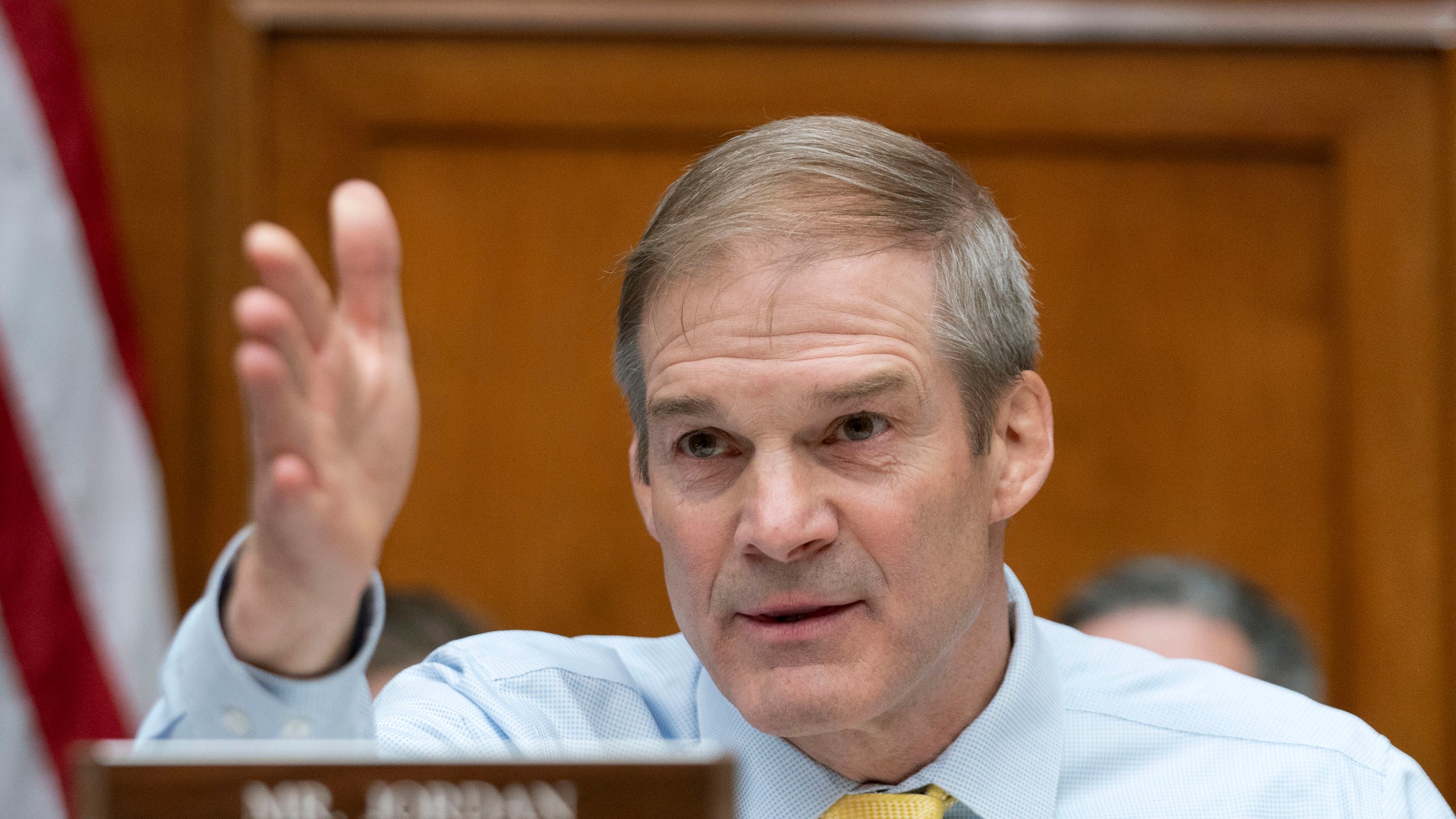 Rep. Jim Jordan, R-Ohio, chairman of the House Judiciary Committee, speaks during the House Oversight and Accountability Committee hearing on Capitol Hill in Washington, Wednesday, March 20, 2024. (AP Photo/Jose Luis Magana)