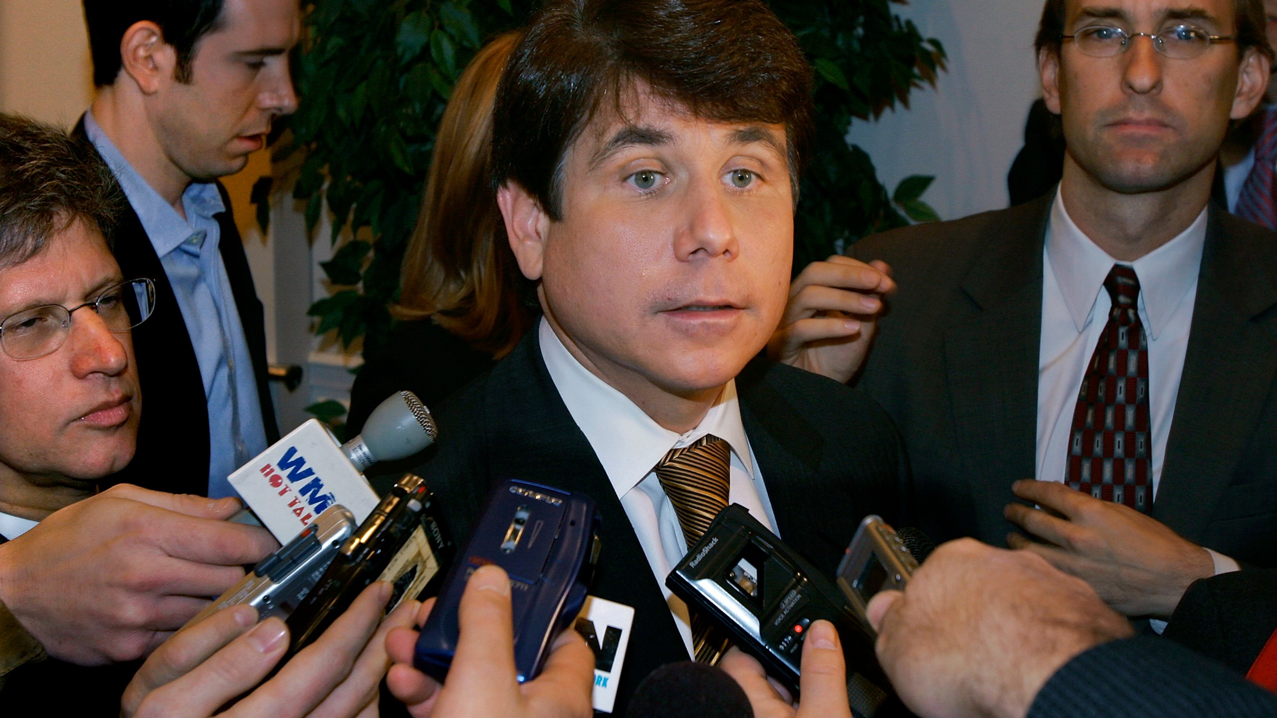 FILE - Illinois Gov. Rod Blagojevich speaks with news reporters Tuesday, Oct. 24, 2006, in Springfield, Ill. Blagojevich, the ex-governor and ex-con who often pulled great and sometimes puzzling quotations out of thin air to emphasize his positions, found himself at the other end Thursday, March 212, 2024, when a federal judge dismissed his lawsuit attempting to return to public life by quoting Dr. Seuss: “Just go.” (AP Photo/Seth Perlman, File)