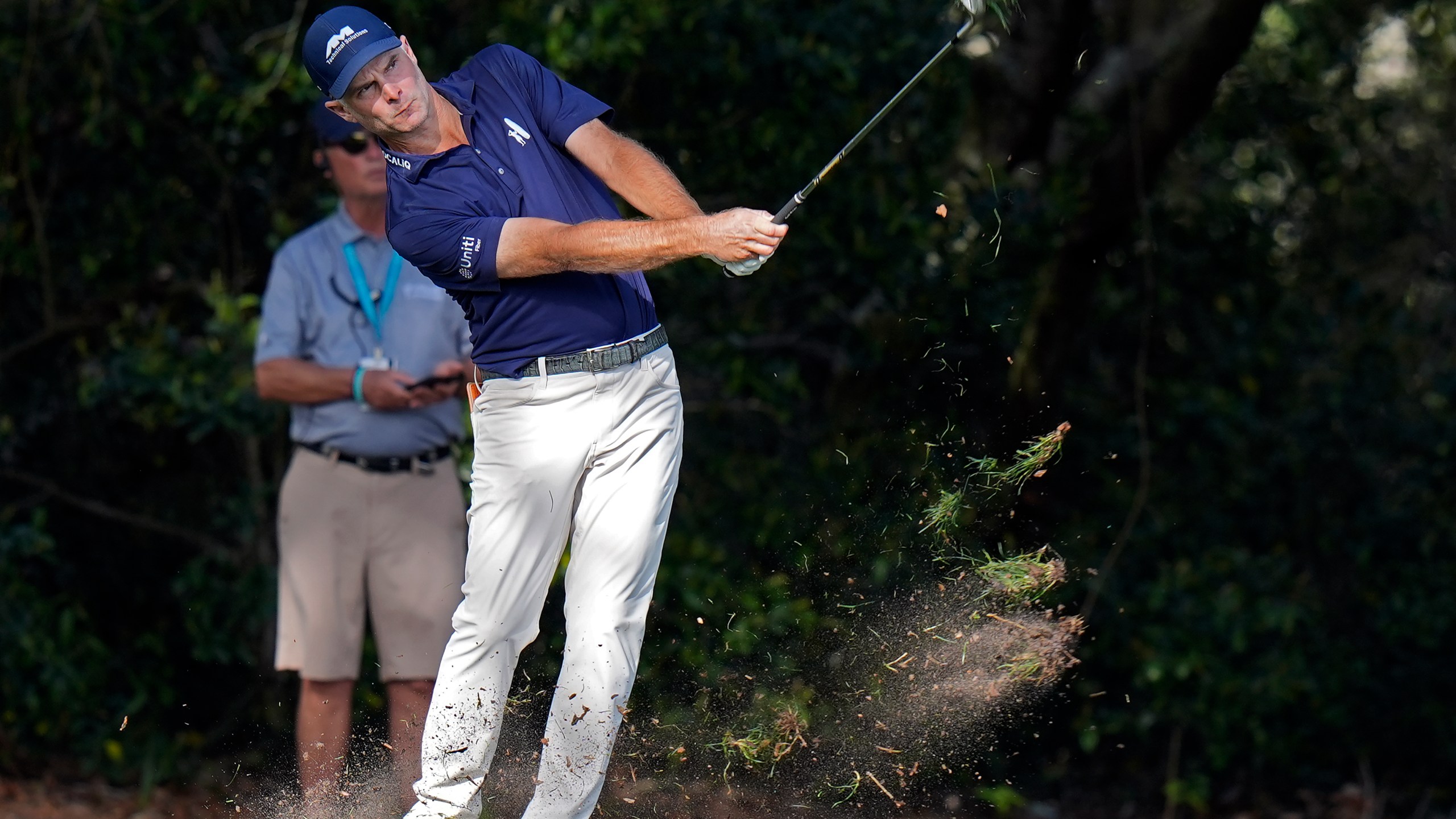 Kevin Streelman hits from the rough on the seventh hole during the first round of the Valspar Championship golf tournament Thursday, March 21, 2024, at Innisbrook in Palm Harbor, Fla. (AP Photo/Chris O'Meara)