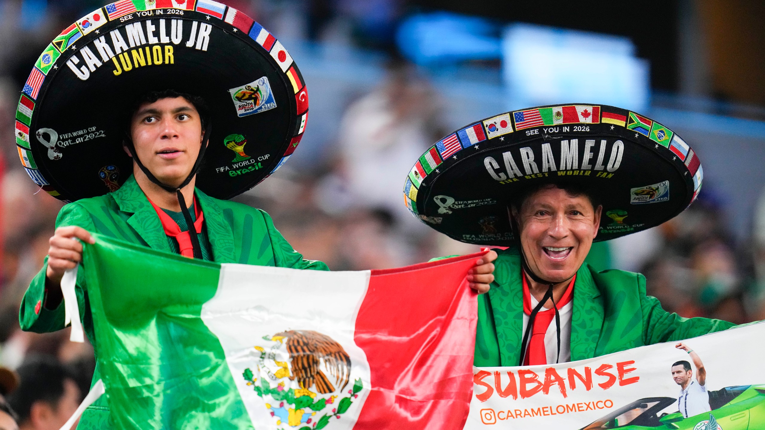 Mexico fans cheer before a CONCACAF Nations League final soccer match against the United States, Sunday, March 24, 2024, in Arlington, Texas. (AP Photo/Julio Cortez)