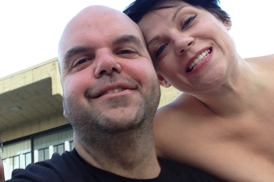 In a selfie taken in July 2014, Johnathan Walton poses with Marianne Smyth during a vacation in Palm Springs, Calif. Smyth is in a Maine jail awaiting a hearing in April 2024 that will decide whether she can be extradited to the United Kingdom over a scam dating back more than 15 years in Northern Ireland. She is accused of stealing more than $170,000 from at least five victims from 2008 to 2010 in Northern Ireland, according to court records. (Johnathan Walton via AP)