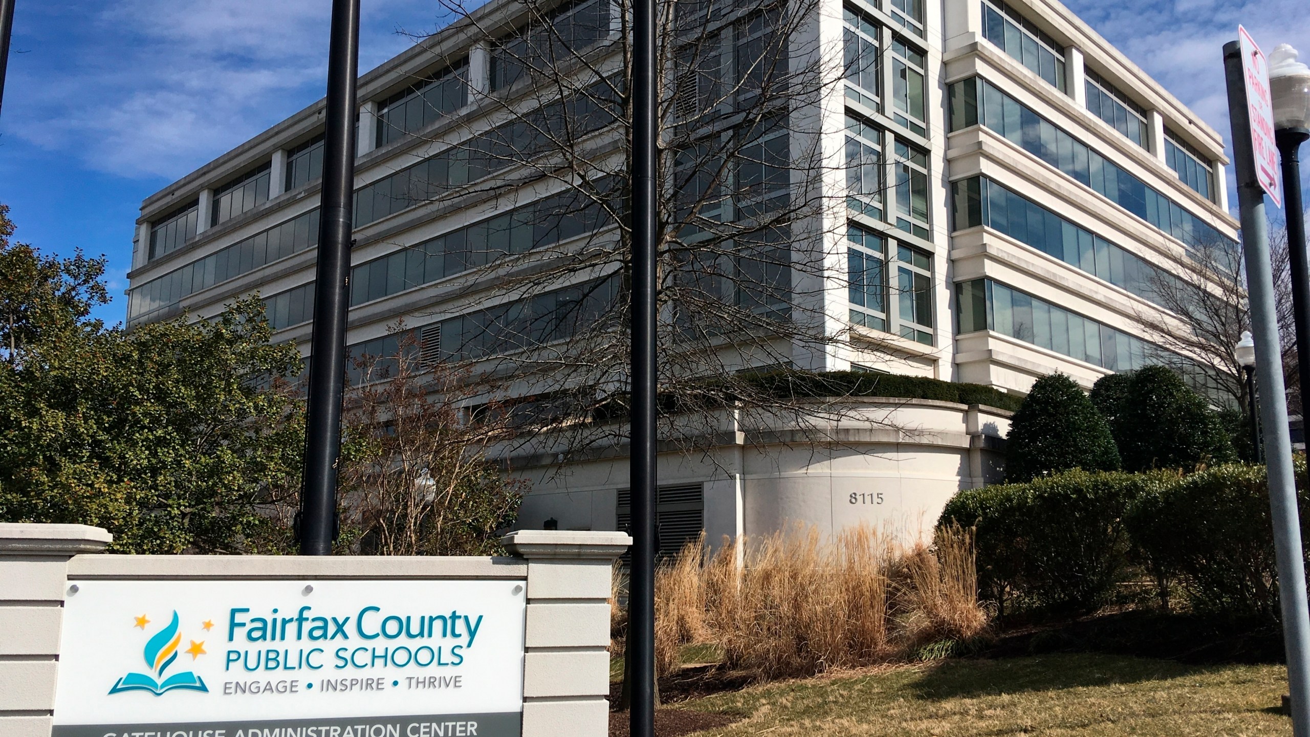 FILE - Fairfax County Public Schools is seen, March 4, 2019, in Merrifield, Va. A 24-year-old woman, identified in court papers only by her initials B.R., told jurors Tuesday, March 26, 2024, that she was repeatedly raped and sexually harassed a decade ago as a seventh grade student in Virginia, and that school officials reacted to her pleas for help with indifference. The case involving B.R. stretches back to allegations she was raped and harassed as a 12-year-old student at Rachel Carson Middle School, a part of the state's largest school system, Fairfax County Public Schools. (AP Photo/Matthew Barakat, File)