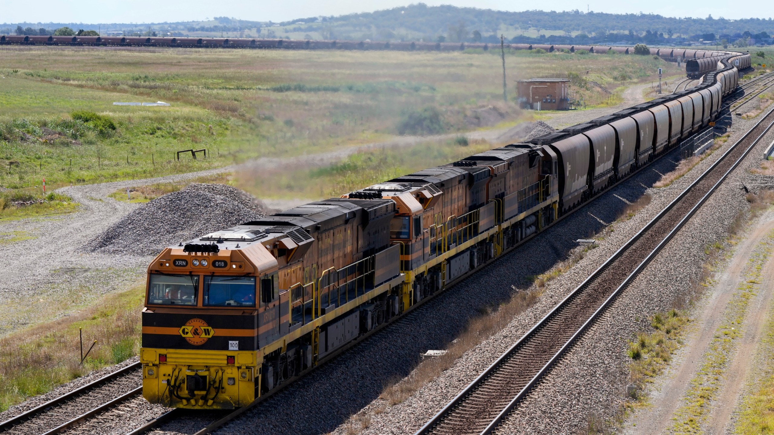 FILE - A coal train travels through the Hunter Valley near Muswellbrook, Australia, Nov. 2, 2021. China has won its near three-year World Trade Organisation dispute with Australia on Tuesday, March 27, 2024, over tariffs on steel products that began during the nadir of the bilateral relationship between the countries. (AP Photo/Mark Baker, File)