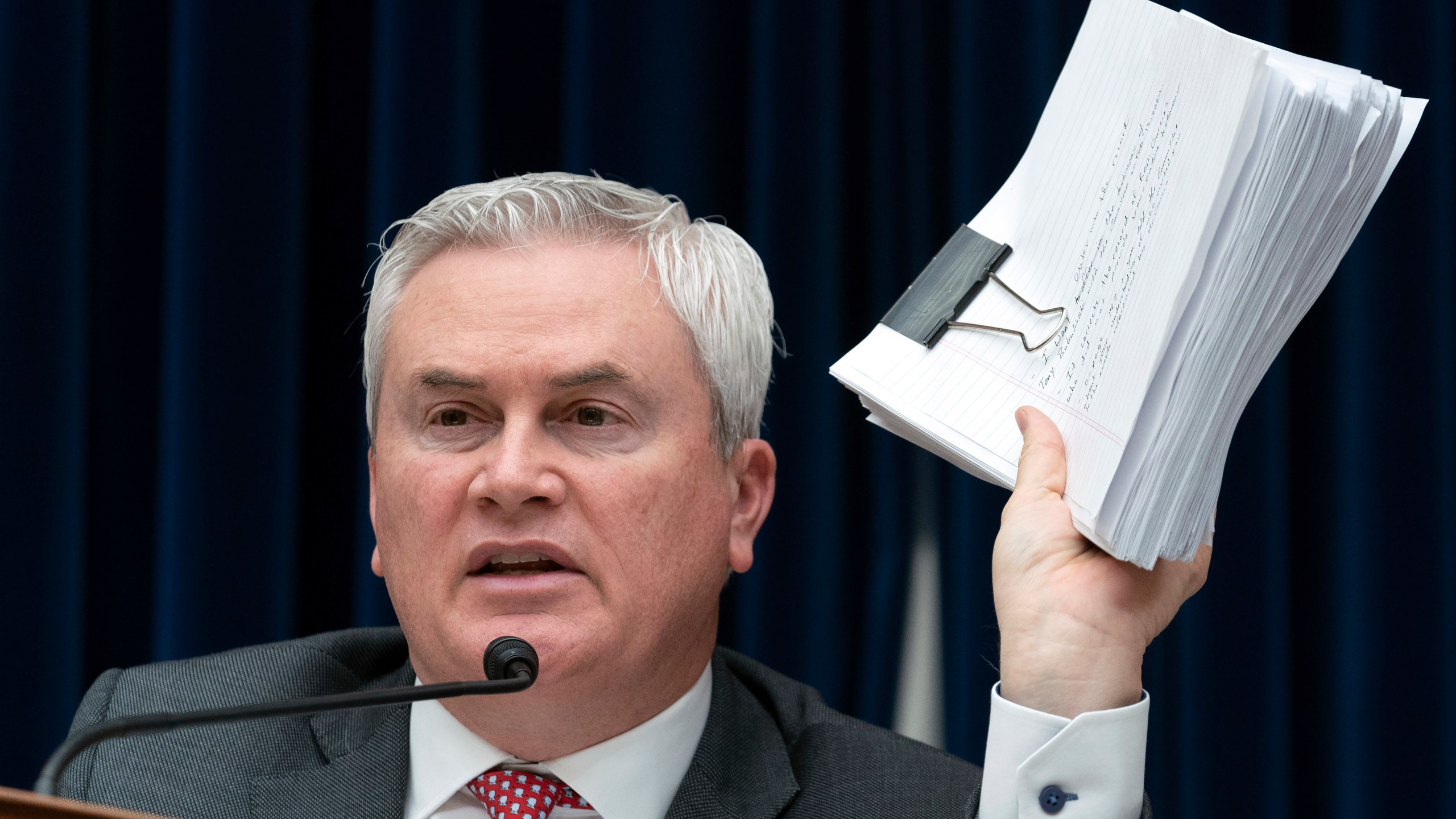 House Oversight and Accountability Committee Chairman Rep. James Comer, R-Ky., speaks during the House Oversight and Accountability Committee hearing on Capitol Hill in Washington, Wednesday, March 20, 2024. (AP Photo/Jose Luis Magana)
