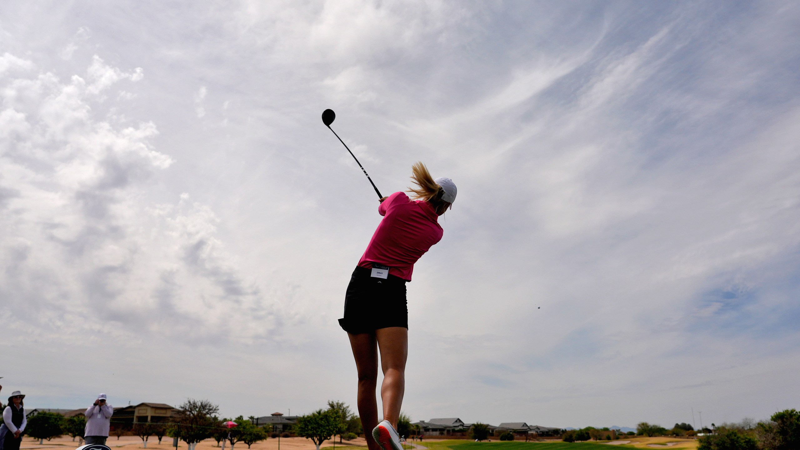 Anna Nordqvist hits from the second tee during the first round of LPGA Ford Championship golf tournament, Thursday, March 28, 2024, in Gilbert, Ariz. (AP Photo/Matt York)