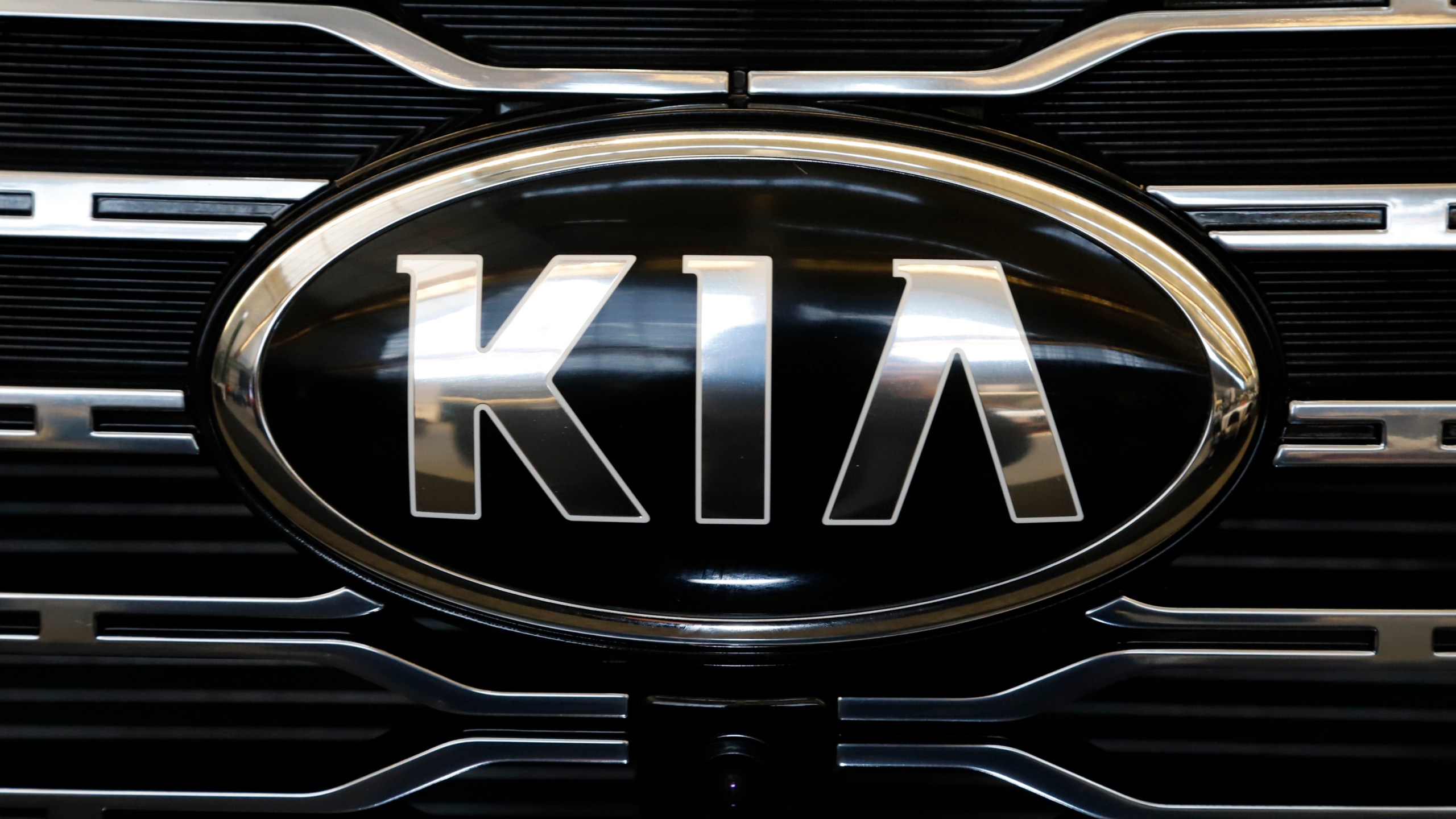 FILE - This is the front grill of a 2020 KIA Telluride on display at the 2020 Pittsburgh International Auto Show, Feb.13, 2020 in Pittsburgh. Kia is recalling more than 427,000 of its Telluride SUVs due to a defect that may cause the cars to roll away while they’re parked. According to documents published by the National Highway Traffic Safety Administration, the intermediate shaft and right front driveshaft of certain 2020-2024 Tellurides may not be fully engaged. (AP Photo/Gene J. Puskar. file)