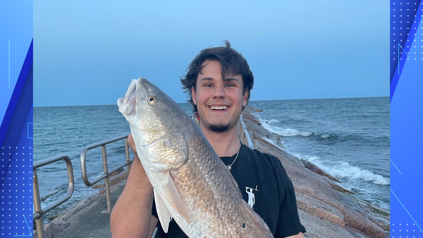 Picture of Caleb Harris, missing Texas A&M student, holding a fish.