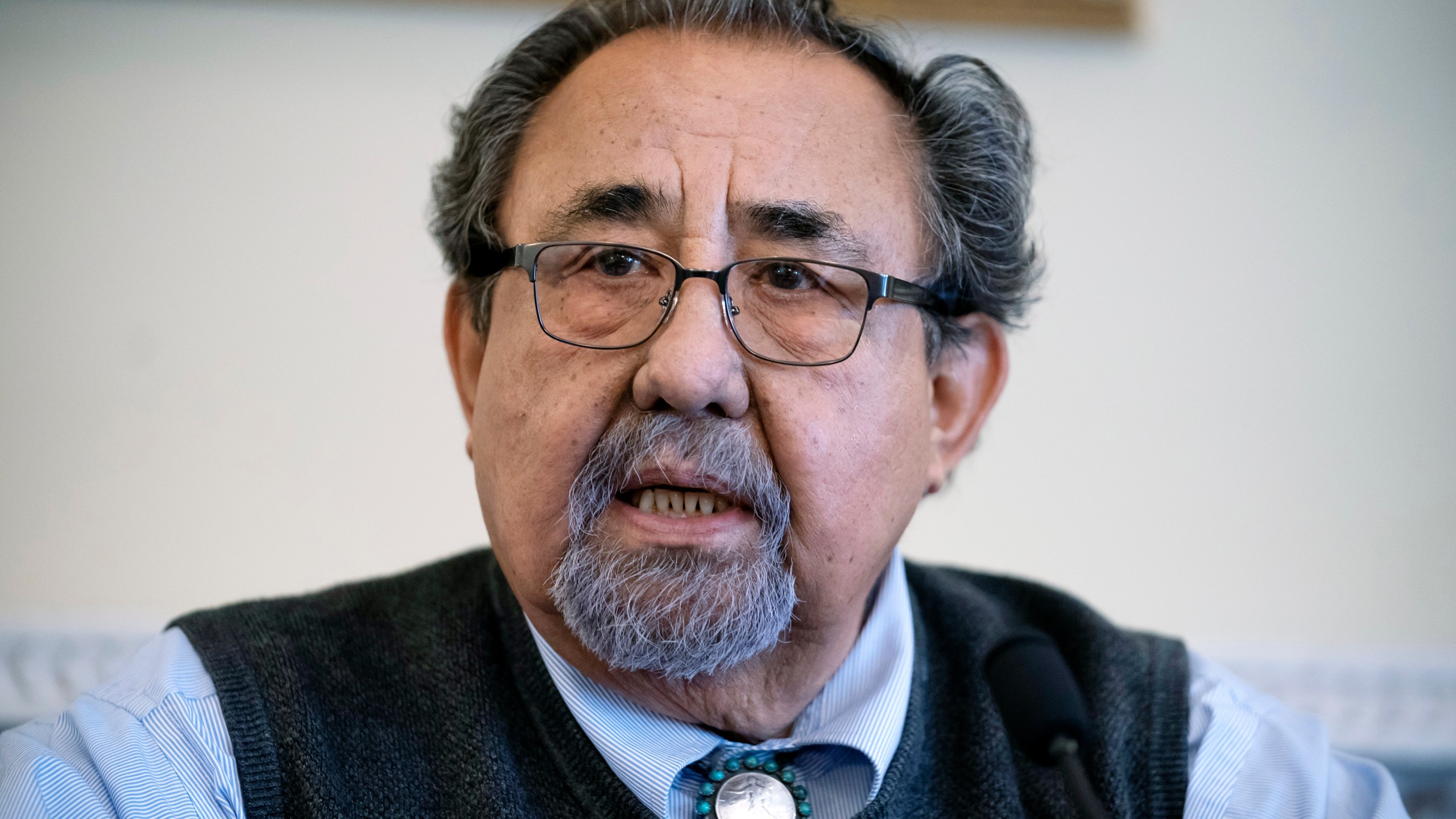 FILE - House Natural Resources Committee Chairman Raul Grijalva, D-Ariz., speaks at the Capitol in Washington, March 28, 2022. Grijalva announced Tuesday, April 2, 2024 that he has been diagnosed with cancer, but he said he is continuing to work as he undergoes treatment. (AP Photo/J. Scott Applewhite, file)