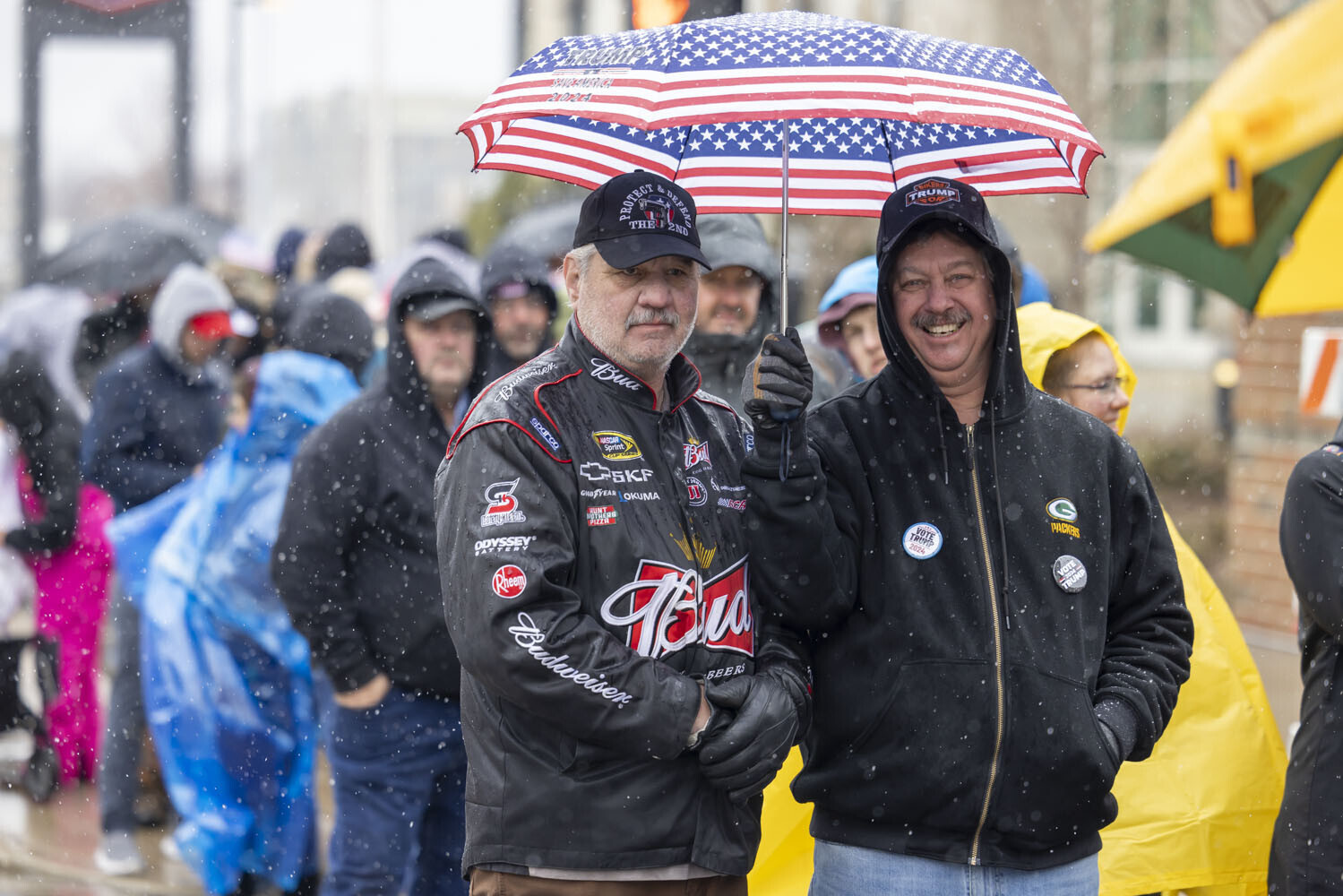 Supporters wait in line before a rally for Republican presidential candidate former President Donald Trump, Tuesday, April 2, 2024, in Green Bay, Wis. (AP Photo/Mike Roemer)