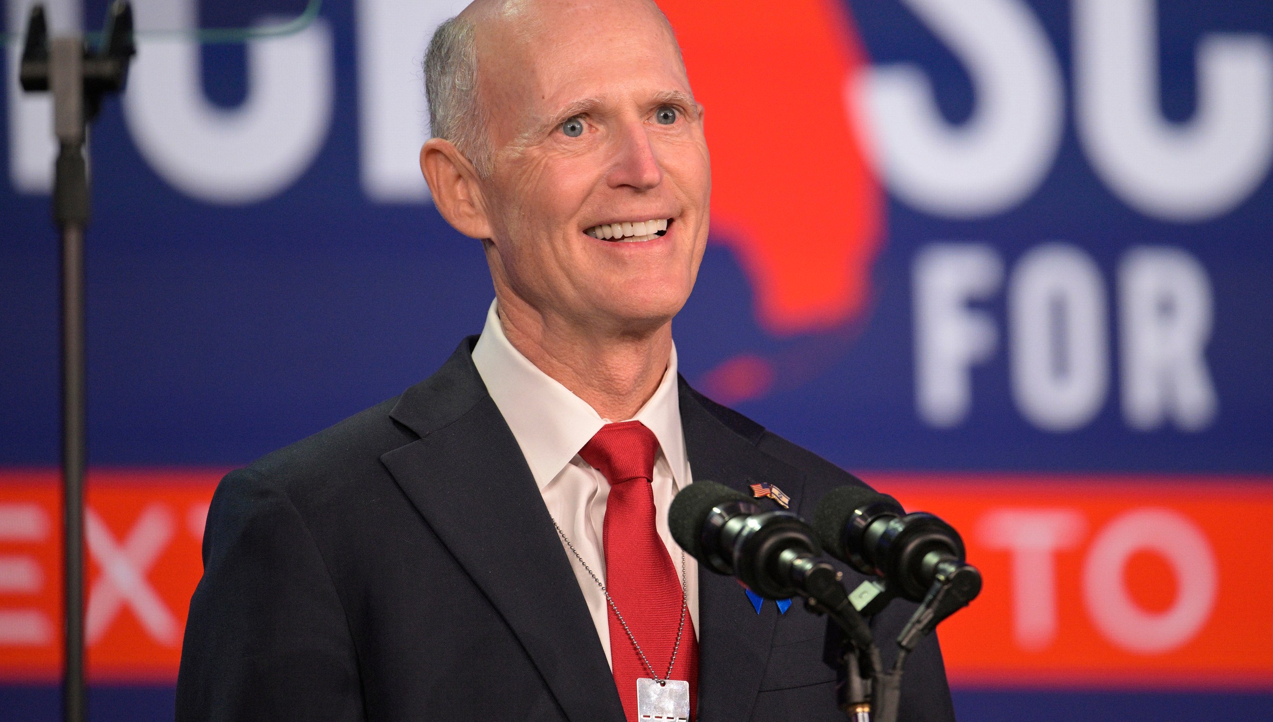 FILE - U.S. Sen. Rick Scott, R-Fla., addresses attendees at the Republican Party of Florida Freedom Summit, Nov. 4, 2023, in Kissimmee, Fla. To continue holding his seat in Florida, Scott needs to appeal to key voter groups in the state. With a new series of ads rolled out by the senator, Scott is spending multiple millions to focus on the prominent Florida Hispanic voter group as part of this goal. (AP Photo/Phelan M. Ebenhack, File)