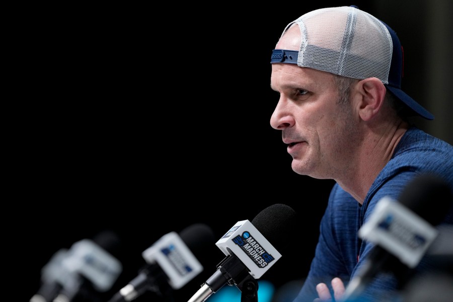 UConn head coach Dan Hurley speaks to the media during a news conference ahead of a Final Four college basketball game in the NCAA Tournament, Thursday, April 4, 2024, in Glendale, Ariz. UConn plays Alabama on Saturday. (AP Photo/David J. Phillip)