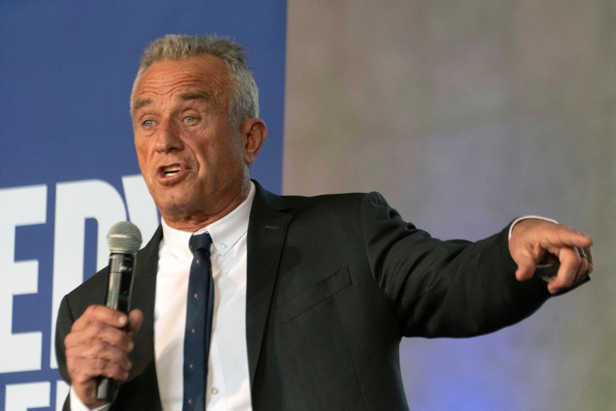 Independent presidential candidate Robert F. Kennedy, Jr. speaks to supporters during a campaign event, Saturday, March 30, 2024, in Los Angeles. (AP Photo/Richard Vogel)