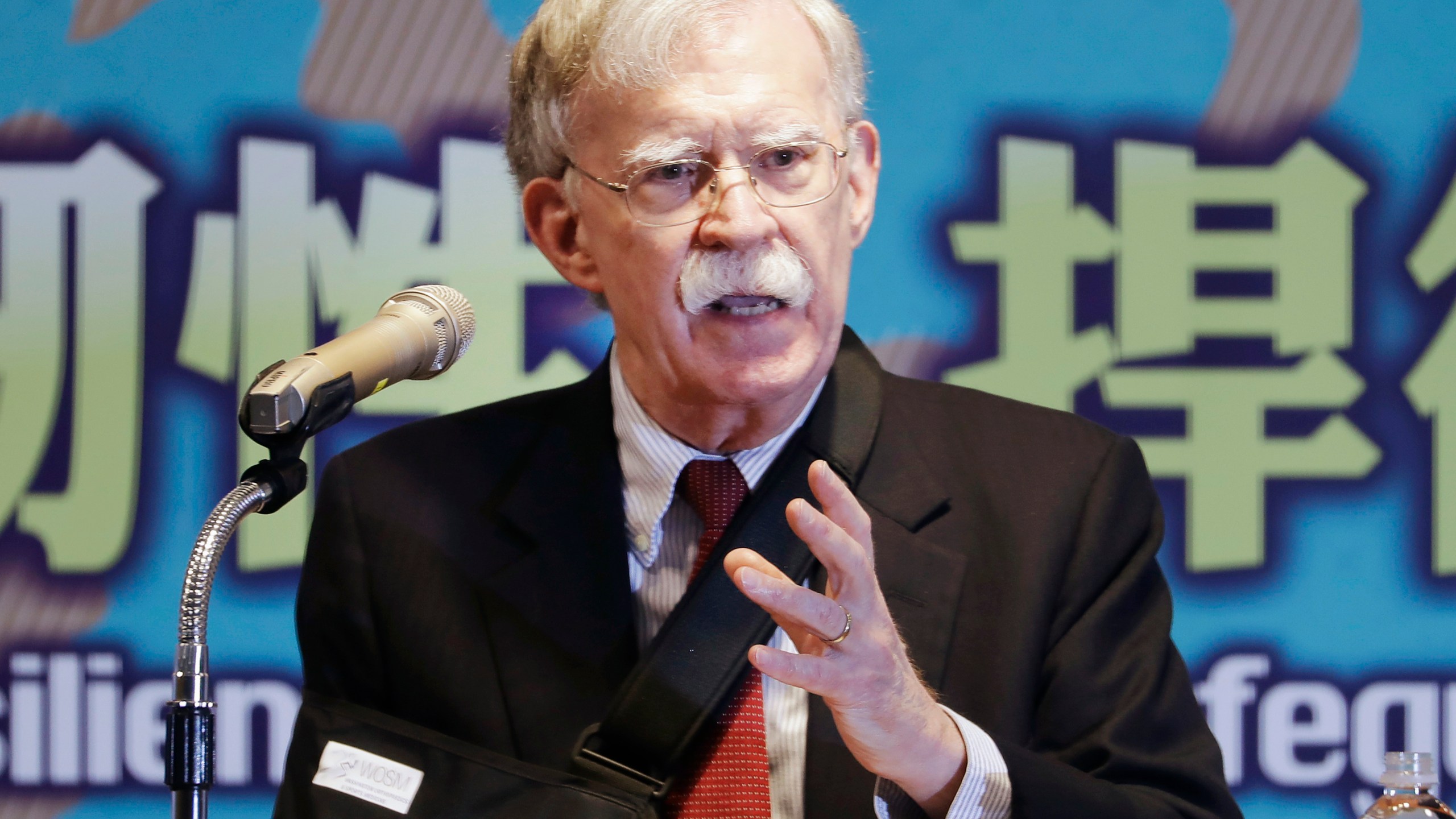 FILE - Former U.S. national security advisor John Bolton speaks at the Global Taiwan National Affair Symposium XII in Taipei, Taiwan, April 29, 2023. As Donald Trump seeks the presidency a third time, he's being shadowed by a chorus of people who served in his administration turned sharp critics. Bolton has described Trump as "unfit to be president." (AP Photo/Chiang Ying-ying, File)