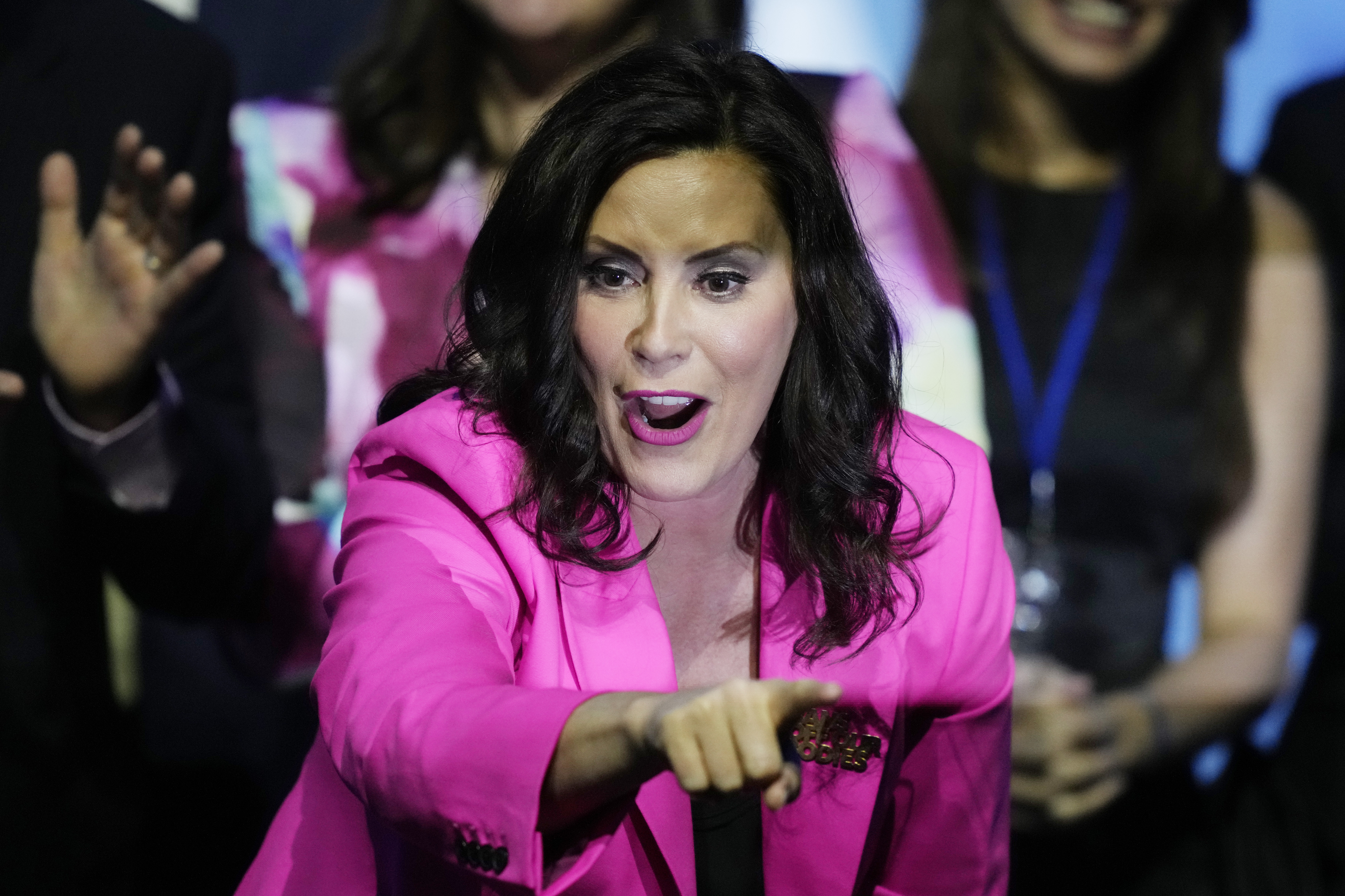 FILE - Michigan Democratic Gov. Gretchen Whitmer speaks during Election Night, Nov. 8, 2022 in Detroit. Midway through her second-term as Michigan's governor and amid a rapid rise within the Democratic party, Gov. Whitmer is poised to release a book this summer detailing her life and journey through politics. Schedule for release on July 9, “True Gretch” promises insights into Whitmer’s six-year tenure as Michigan’s governor. (AP Photo/Carlos Osorio, file)