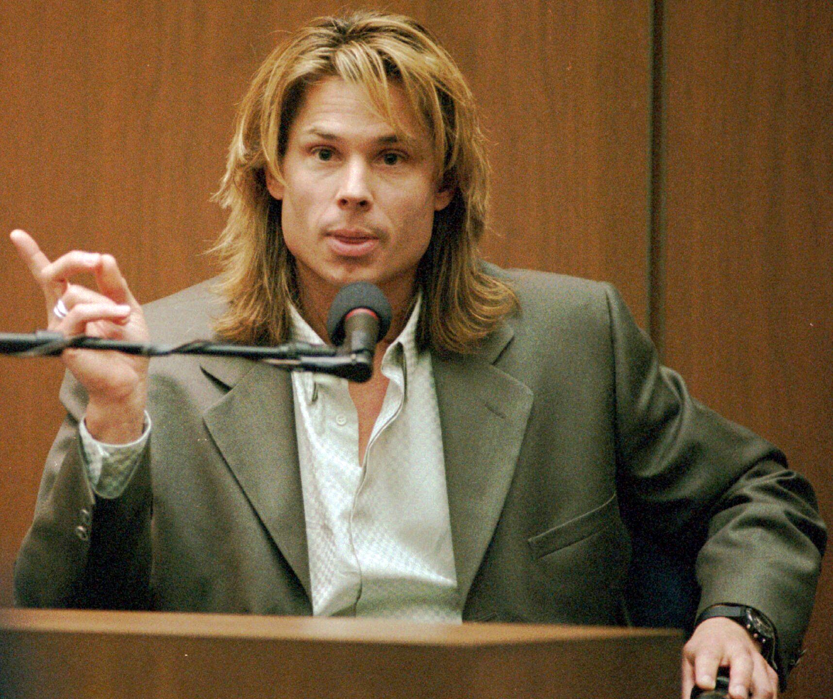 FILE - Witness Brian "Kato" Kaelin testifies under direct examination during O.J. Simpson's double-murder trial at the Los Angeles Criminal Courts Building Tuesday, March 21, 1995, in Los Angeles. Simpson, the decorated football superstar and Hollywood actor who was acquitted of charges he killed his former wife and her friend but later found liable in a separate civil trial, has died. He was 76. (John McCoy/Los Angeles Daily News via AP, Pool, File)