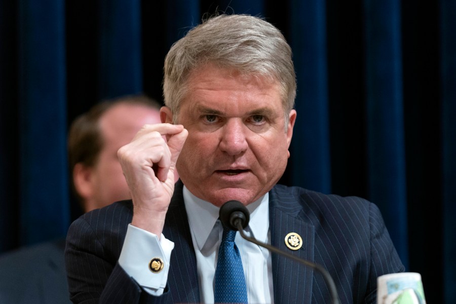 FILE - House Foreign Affairs Committee Chairman Michael McCaul, R-Texas, speaks during a hearing on Capitol Hill in Washington, April 16, 2024. Iran's attack against Israel over the weekend has spurned a flurry of bipartisan legislative action in Congress. It has united lawmakers against the country even as the risk of a larger regional war looms. (AP Photo/Jose Luis Magana, File)