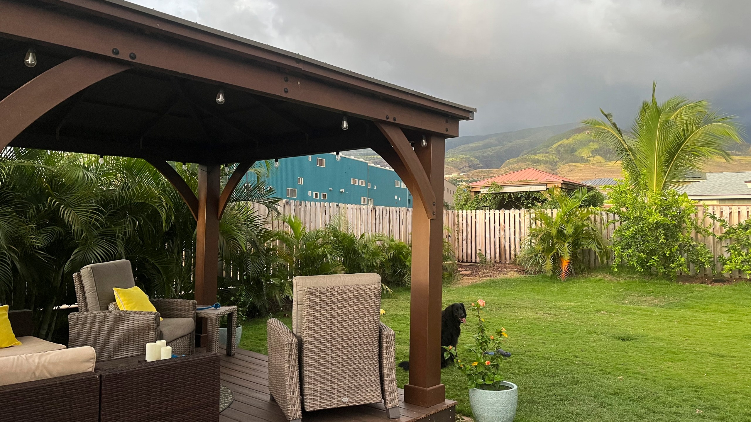 This July 2023 image provided by Amy Chadwick shows the backyard of her home in Lahaina, on the Hawaiian island of Maui. The home was destroyed in the Lahaina wildfire. Chadwick moved to Florida where she could stretch her homeowners insurance dollars. She's worried Maui's exorbitant rental prices, which she blames in part on vacation rentals hogging up limited housing supply, will hollow out her tight-knit town by similarly forcing others to leave. (Amy Chadwick via AP)