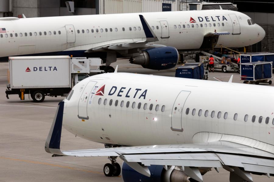 Delta Air Line planes leave the gate July 12, 2021, at Logan International Airport in Boston.