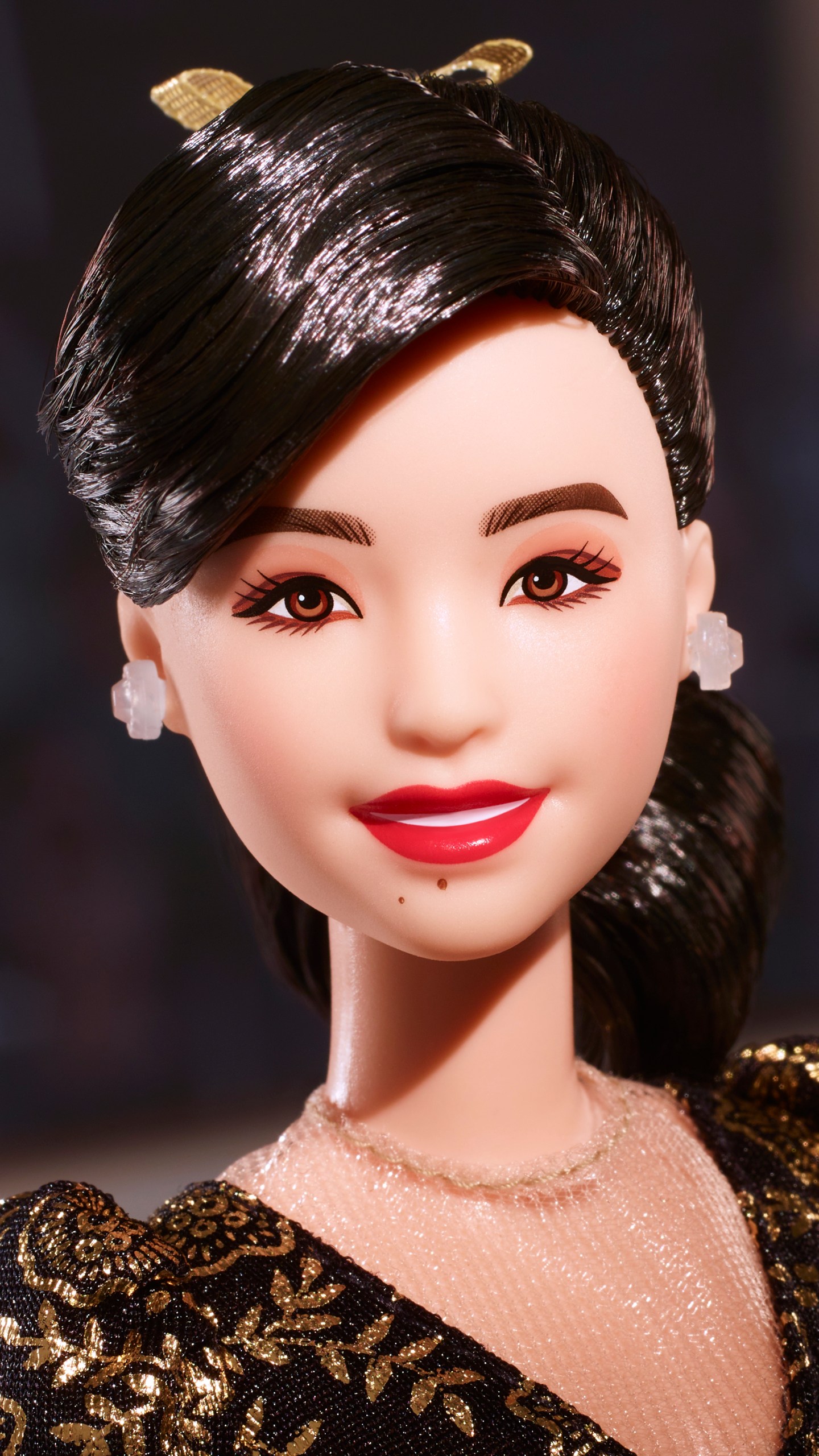 This image provided by Mattel in April 2024 shows the company's Kristi Yamaguchi Barbie doll. Yamaguchi became the first Asian American to win an individual gold medal for figure skating at the 1992 Winter Olympics. (Mattel via AP)