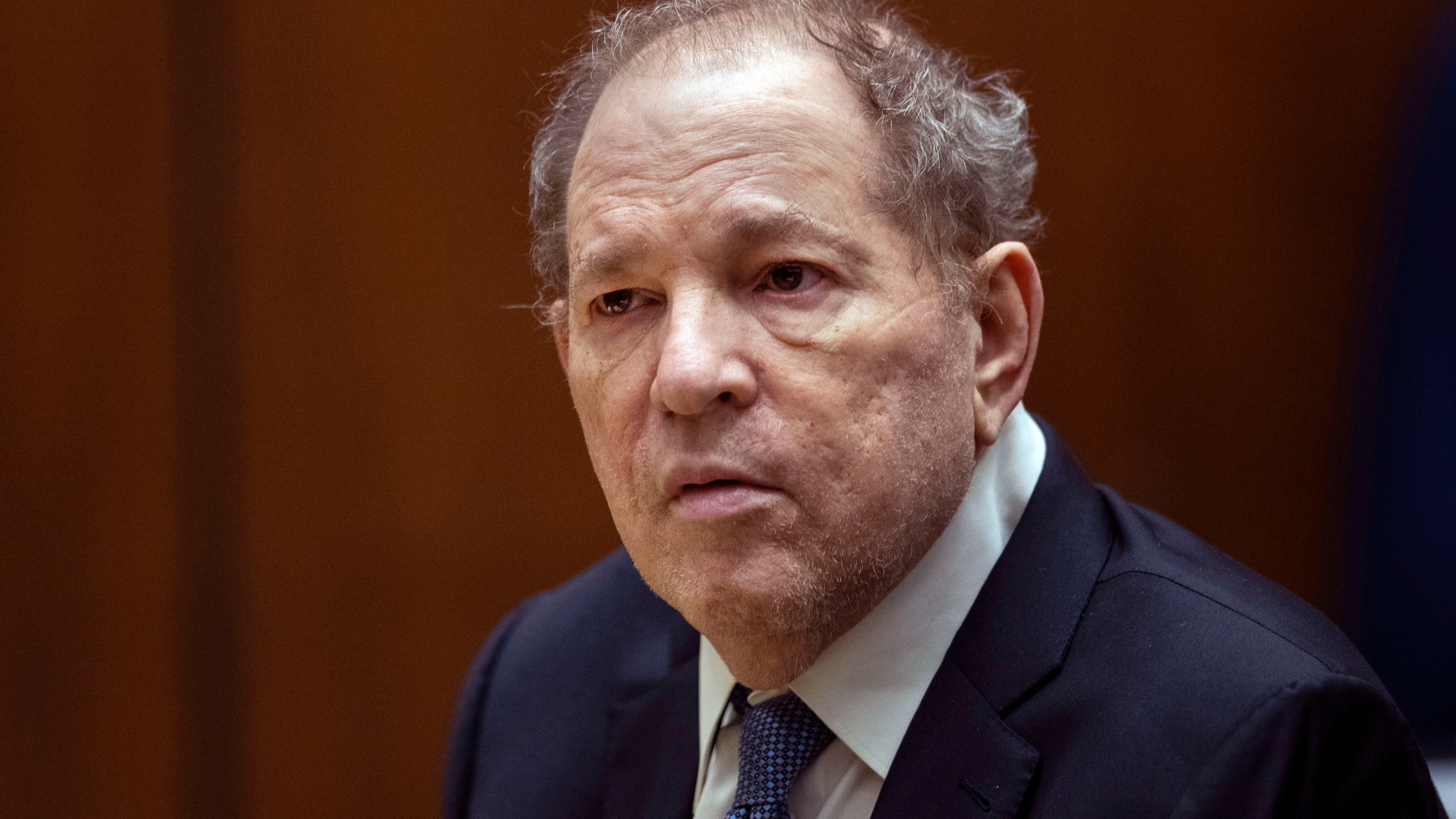 FILE - Former film producer Harvey Weinstein appears in court in Los Angeles, Oct. 4 2022. (Etienne Laurent/Pool Photo via AP, File)