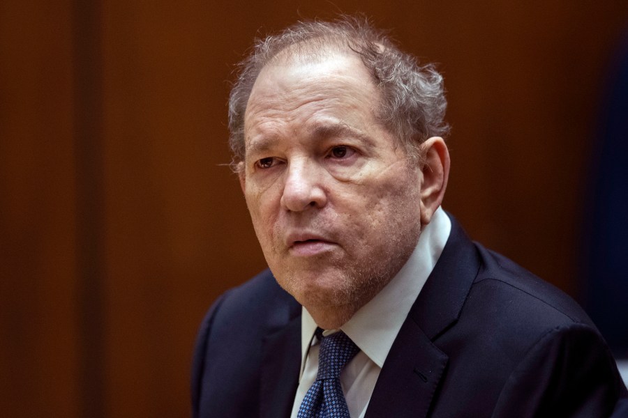 FILE - Former film producer Harvey Weinstein appears in court in Los Angeles, Oct. 4 2022. (Etienne Laurent/Pool Photo via AP, File)