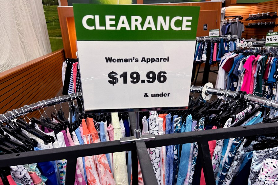 A clearance sign is displayed at a retail clothing store in Downers Grove, Ill., Monday, April 1, 2024. On Friday, April 26, 2024, the Commerce Department issues its March report on consumer spending. (AP Photo/Nam Y. Huh)