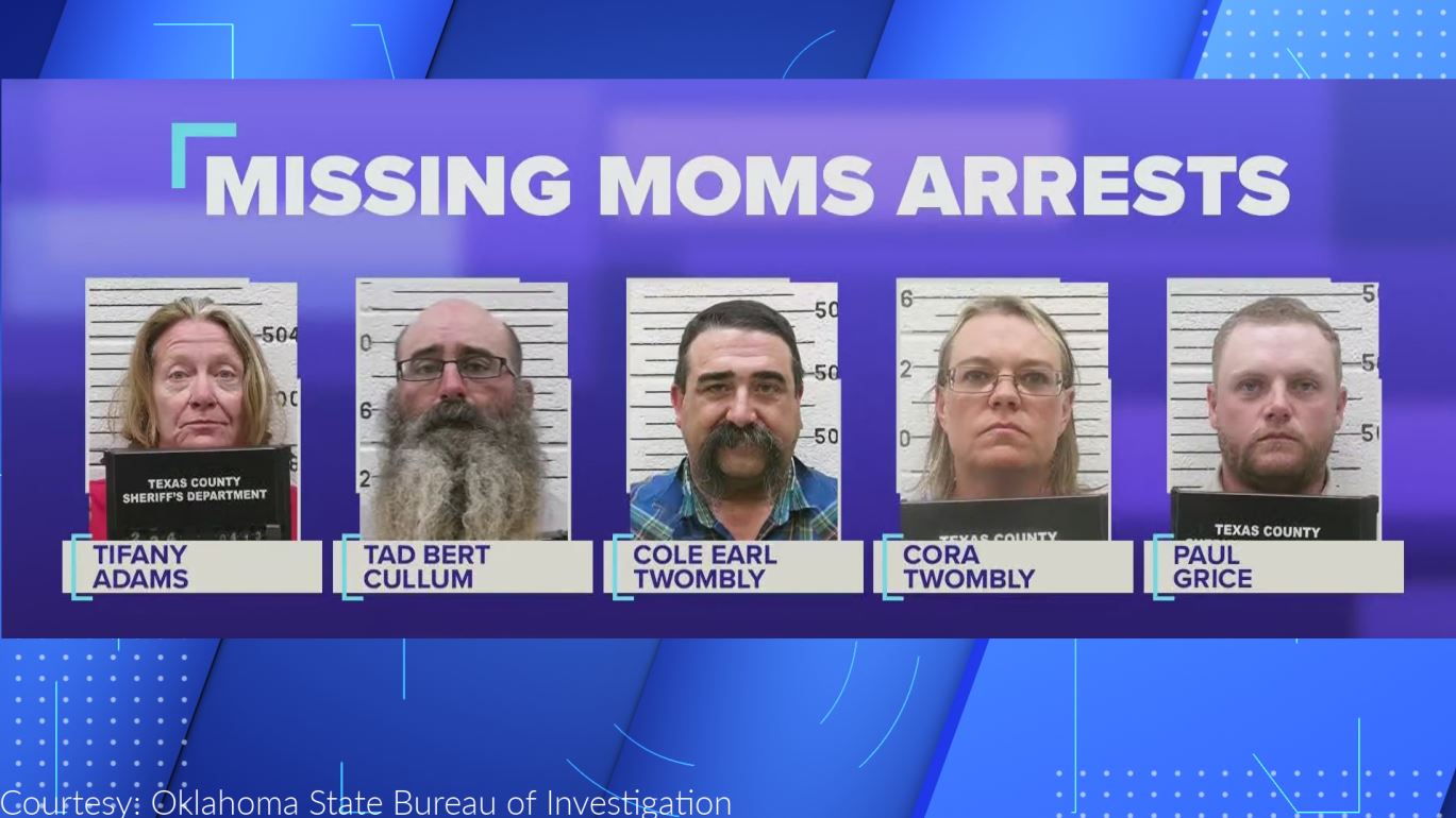 Tad Bert Cullum, 43, Tifany Machel Adams, 54, Cole Earl Twombly, 50 and Cora Twombly, 44, Paul Grice, 31, were arrested in connection to the killings of Veronica Butler and Jilian Kelley.