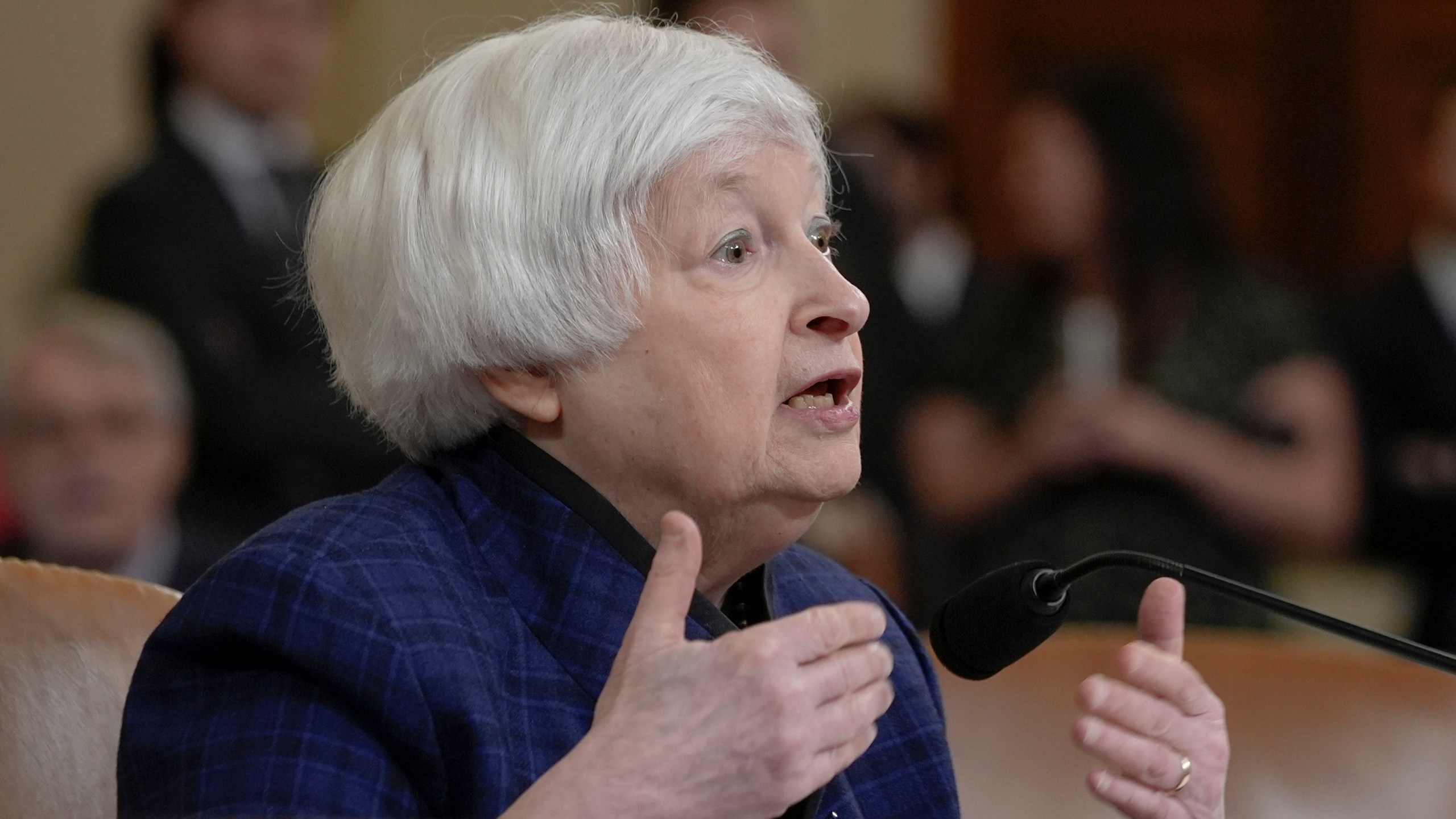 Treasury Secretary Janet Yellen testifies during a House Ways and Means Committee hearing, Tuesday, April 30, 2024, on Capitol Hill in Washington. (AP Photo/Mariam Zuhaib)