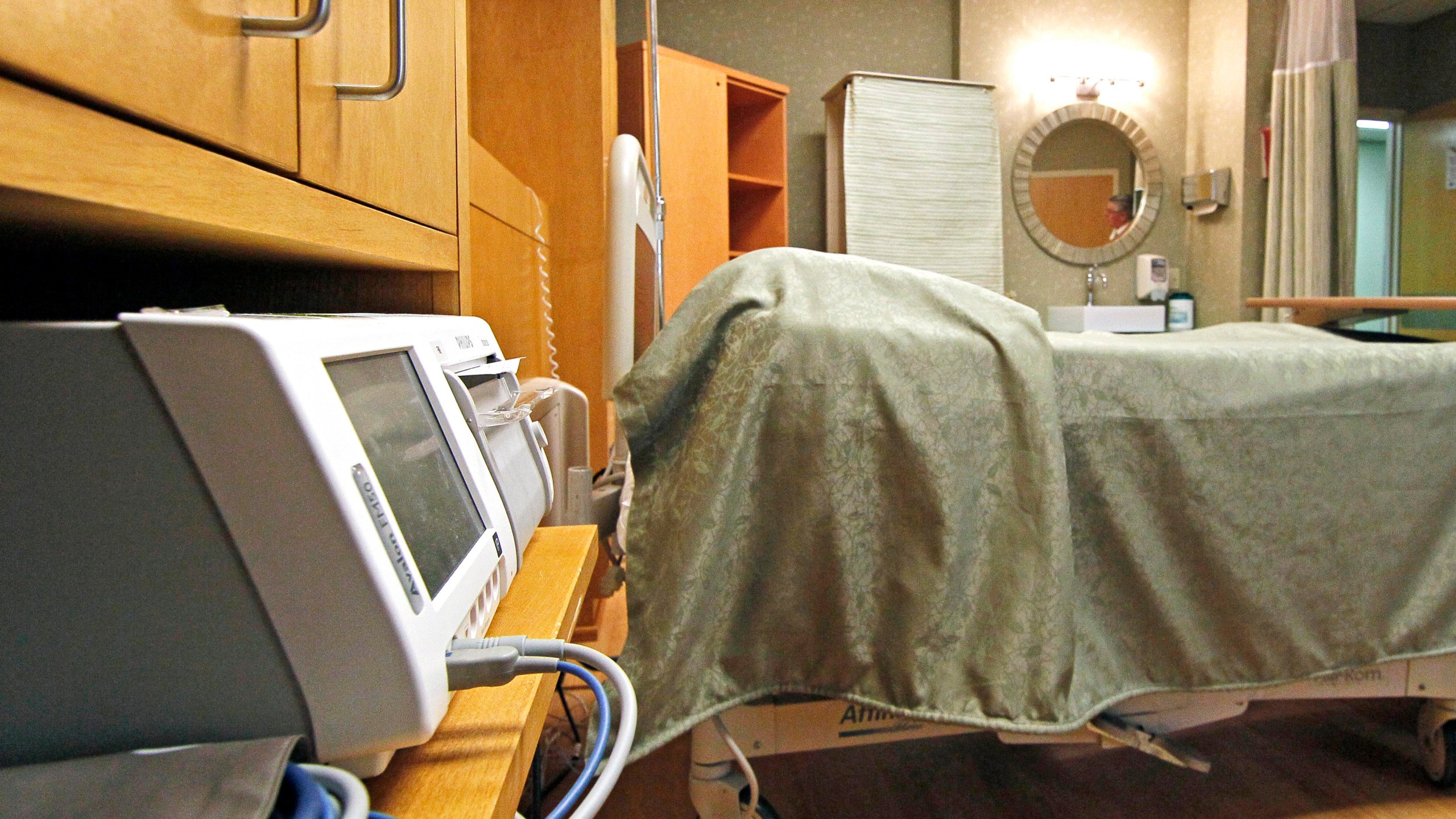 FILE - A single room, fully dedicated maternity room in a hospital maternity ward in Mississippi is seen on Oct. 11, 2012. In 2023, U.S. pregnancy-related deaths fell back to pre-pandemic levels, according to data released by the Centers for Disease Control and Prevention on Thursday, May 2, 2024. (AP Photo/Rogelio V. Solis, File)