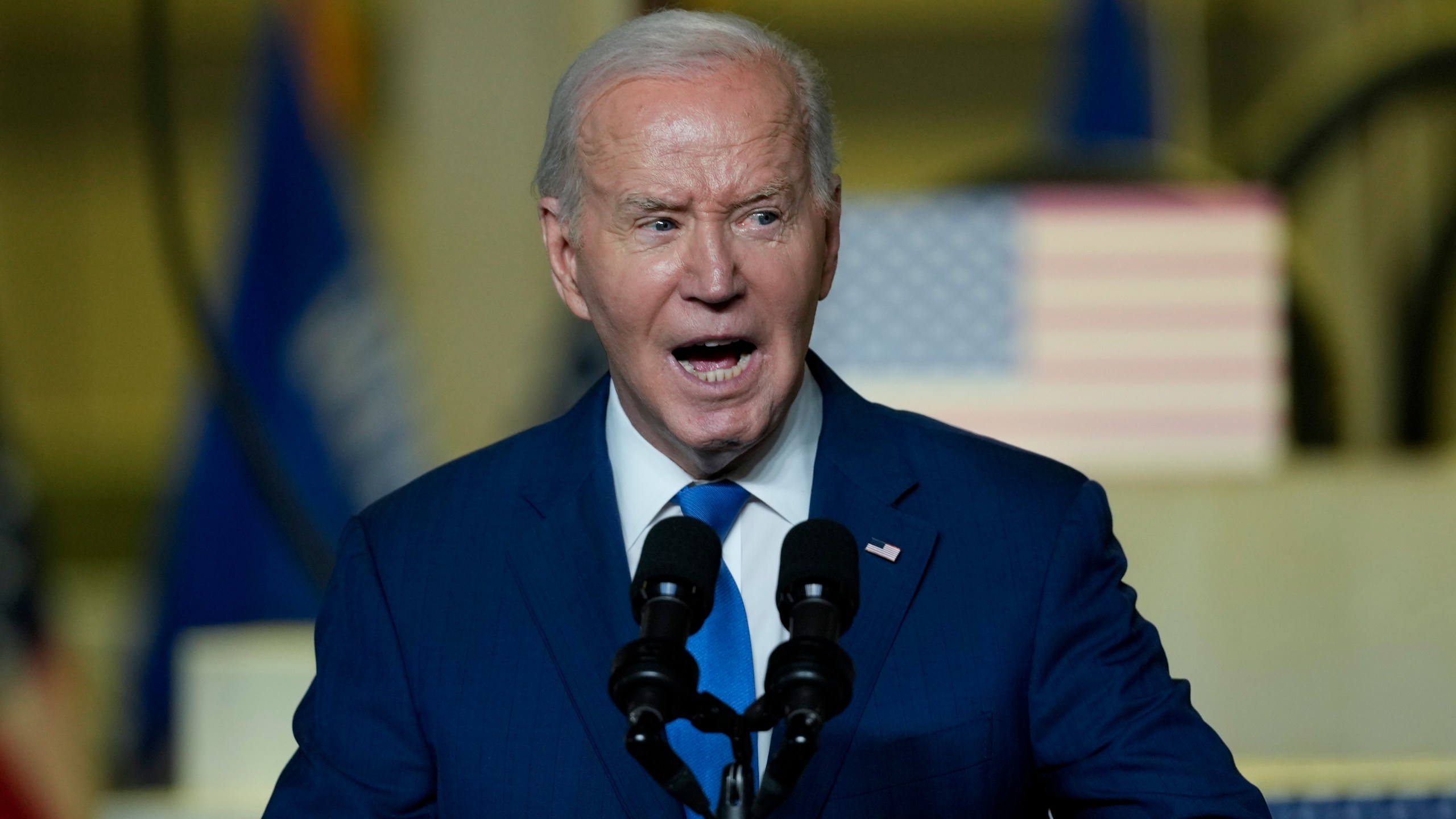 President Joe Biden delivers remarks on his "Investing in America agenda" at Gateway Technical College, Wednesday, May 8, 2024, in Sturtevant, Wis. (AP Photo/Morry Gash)