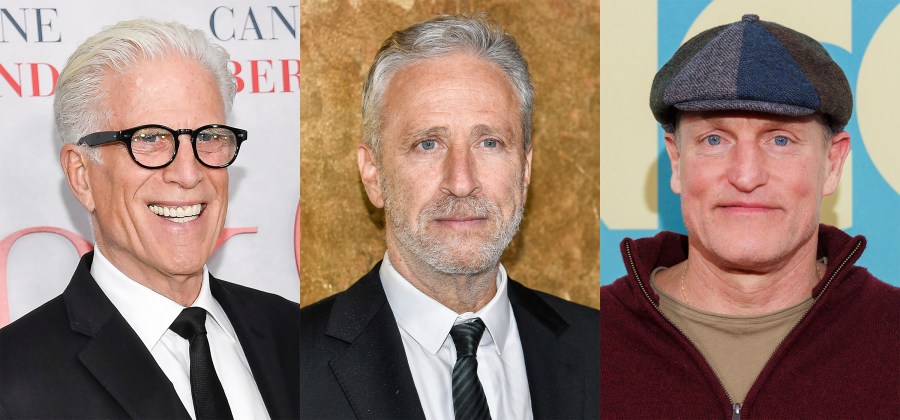 This combination of photos shows Ted Danson, Jon Stewart and Woody Harrelson, who are entering the world of podcasts. Danson and Harrelson have signed up for “Where Everybody Knows Your Name with Ted Danson and Woody Harrelson (Sometimes),” which will be launched June 12 by SiriusXM. Stewart, who returned to Comedy Central's “The Daily Show” earlier this year to host once a week, will do a podcast called “The Weekly Show,” according to Comedy Central. (AP Photo)