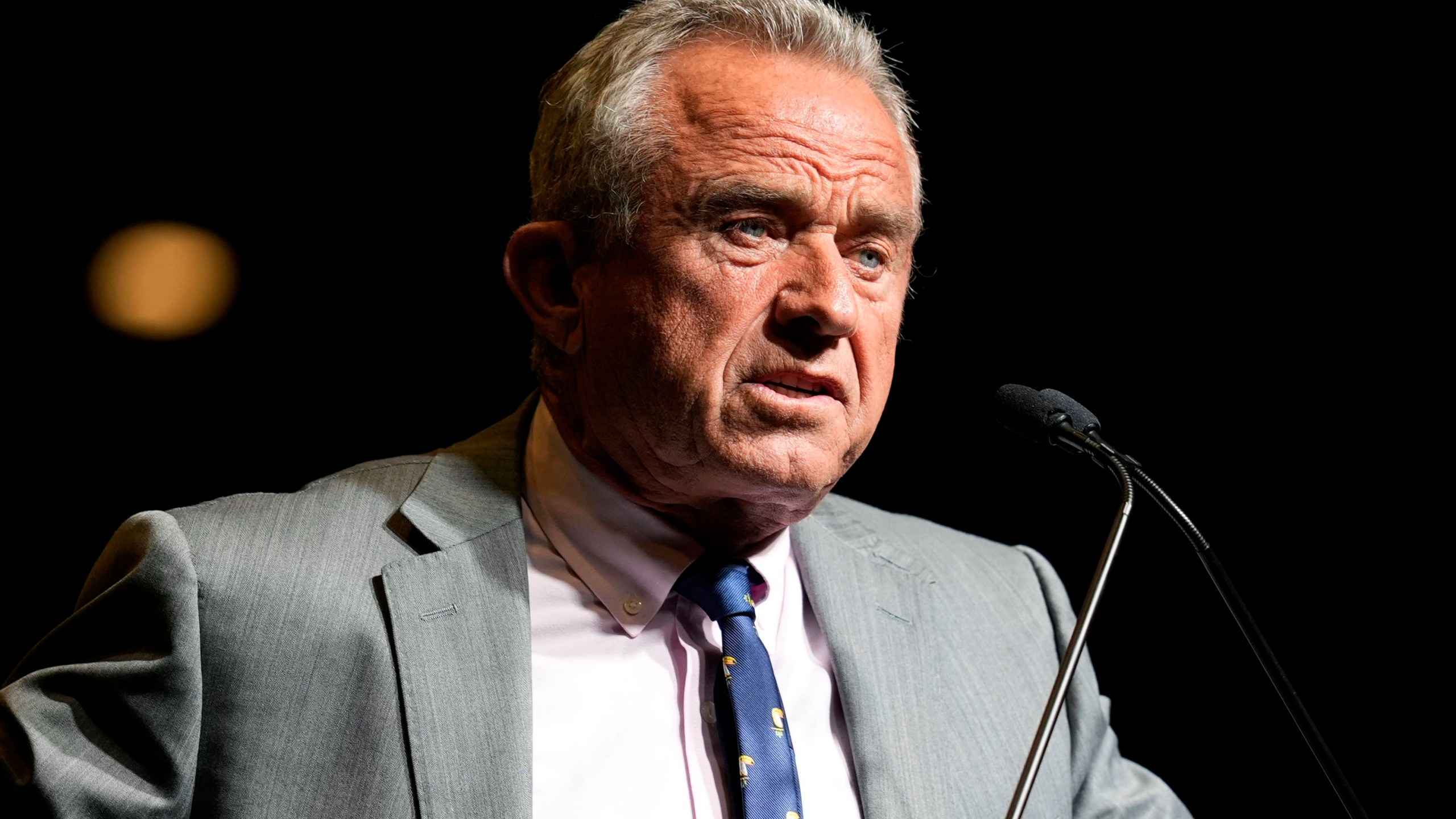 FILE - Independent presidential candidate Robert F. Kennedy Jr. speaks to supporters during a campaign event, April 13, 2024, in West Des Moines, Iowa. Former President Donald Trump is known for leveling constant and often personal attacks on top rivals such as Joe Biden. Lately, he's increasingly turned that same caustic approach toward Kennedy Jr. (AP Photo/Charlie Neibergall, File)