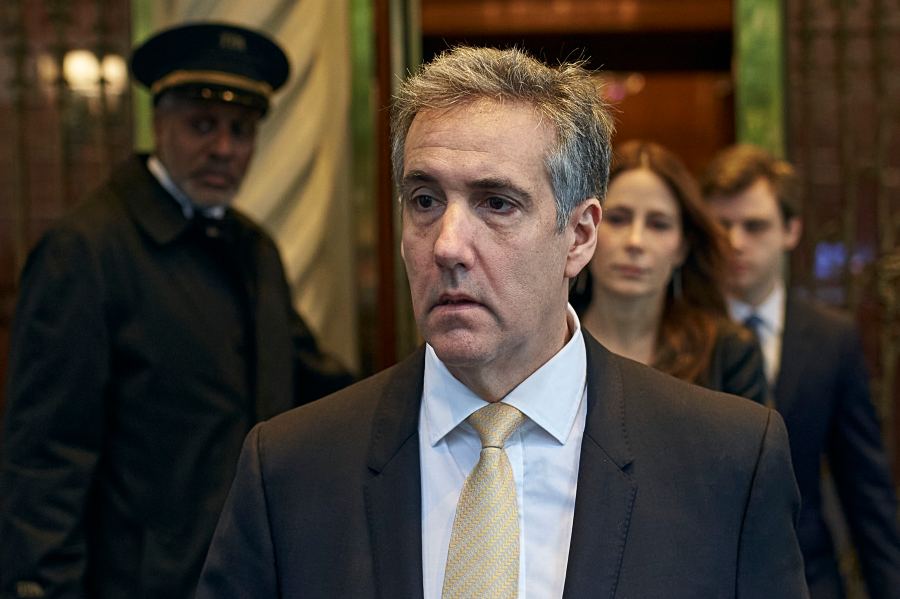 Michael Cohen departs his apartment building on his way to Manhattan criminal court, Thursday, May 16, 2024, in New York. The prosecutors’ star witness in the hush money case against former President Donald Trump is returning to the witness stand as defense lawyers try to chip away at Cohen’s crucial testimony implicating the former president. (AP Photo/Andres Kudacki)