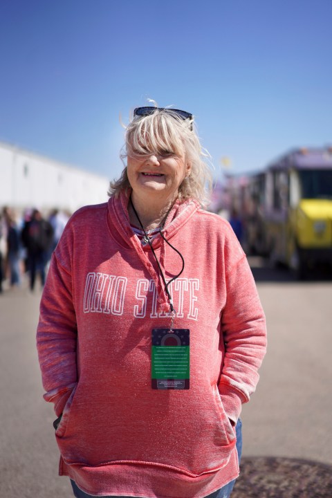 Jody Picagli, a lifelong Catholic, stands for a portrait at a campaign rally for former president Donald Trump in Vandalia, Ohio, on Saturday, March 16, 2024. Trump has increasingly infused his campaign events with Christian rhetoric and imagery and continues to receive support from white evangelicals and other conservative Christians. (AP Photo/Jessie Wardarski)