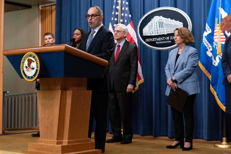 Assistant Attorney General Jonathan Kanter of the Justice Department's Antitrust Division speaks during a news conference at the Department of Justice headquarters in Washington, Thursday, May 23, 2024. The Justice Department has filed a sweeping antitrust lawsuit against Ticketmaster and parent company Live Nation Entertainment, accusing them of running an illegal monopoly over live events in America and driving up prices for fans. The lawsuit was filed Thursday in New York and was brought with 30 state and district attorneys general. (AP Photo/Jose Luis Magana)