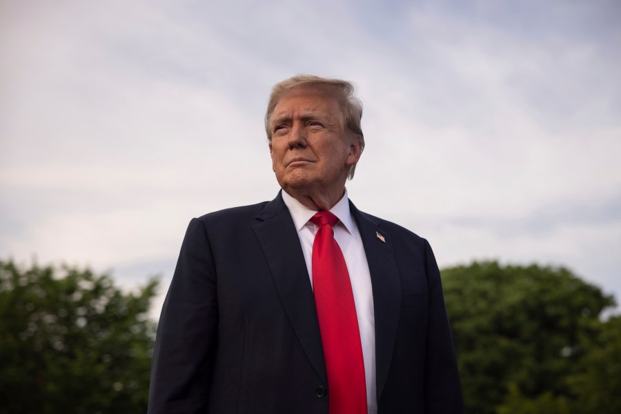 Republican presidential candidate former President Donald Trump arrives at a campaign rally in the south Bronx, Thursday, May. 23, 2024, in New York. (AP Photo/Yuki Iwamura)