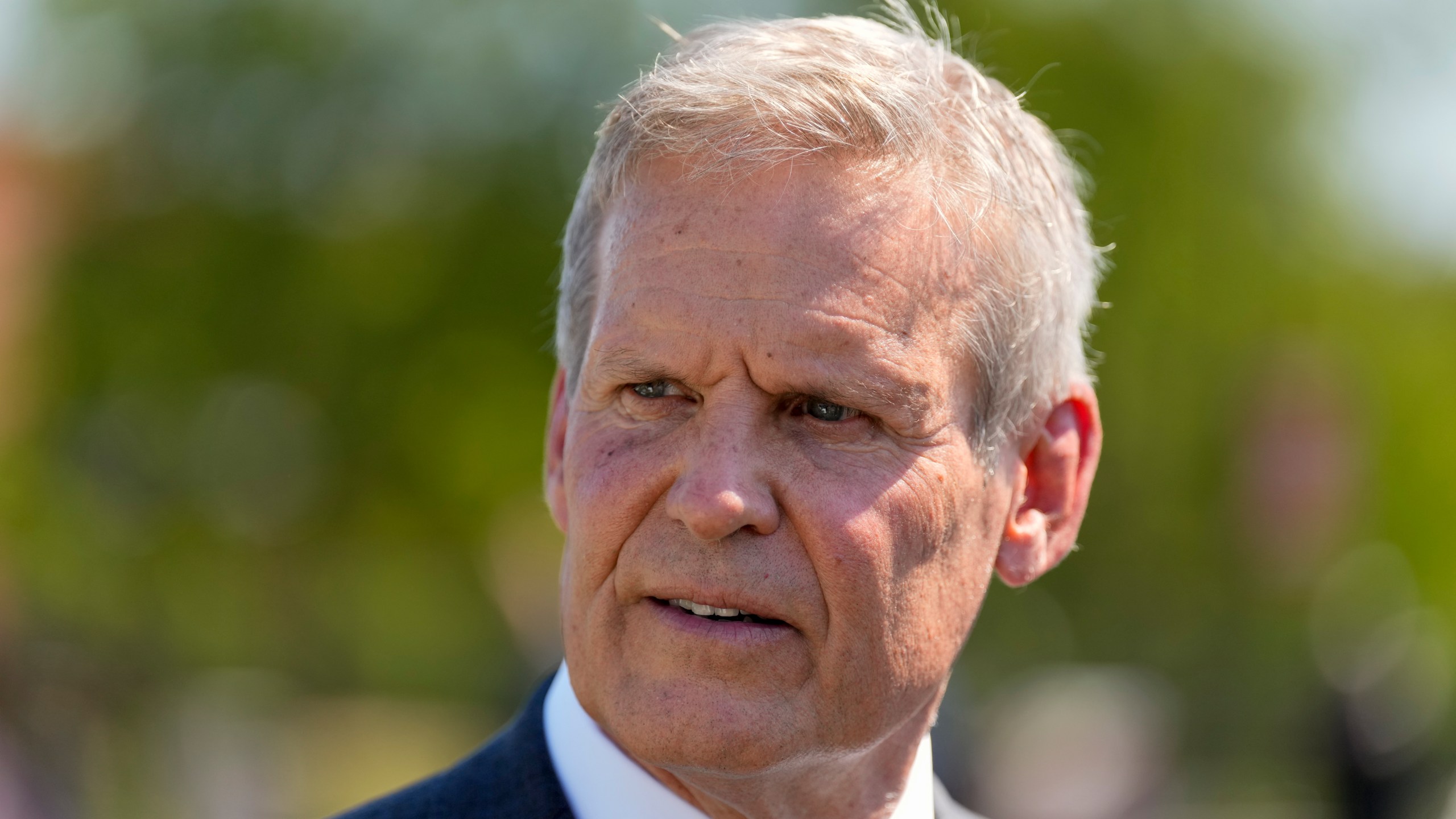 FILE - Gov. Bill Lee responds questions during a news conference after a bill signing ceremony Tuesday, May 21, 2024, in Nashville, Tenn. Lee has approved legislation designed to block adults from helping minors get an abortion or receive gender-affirming care without parental consent. Both proposals both likely to face immediate legal challenges when they go into effect later this year. (AP Photo/George Walker IV, File)