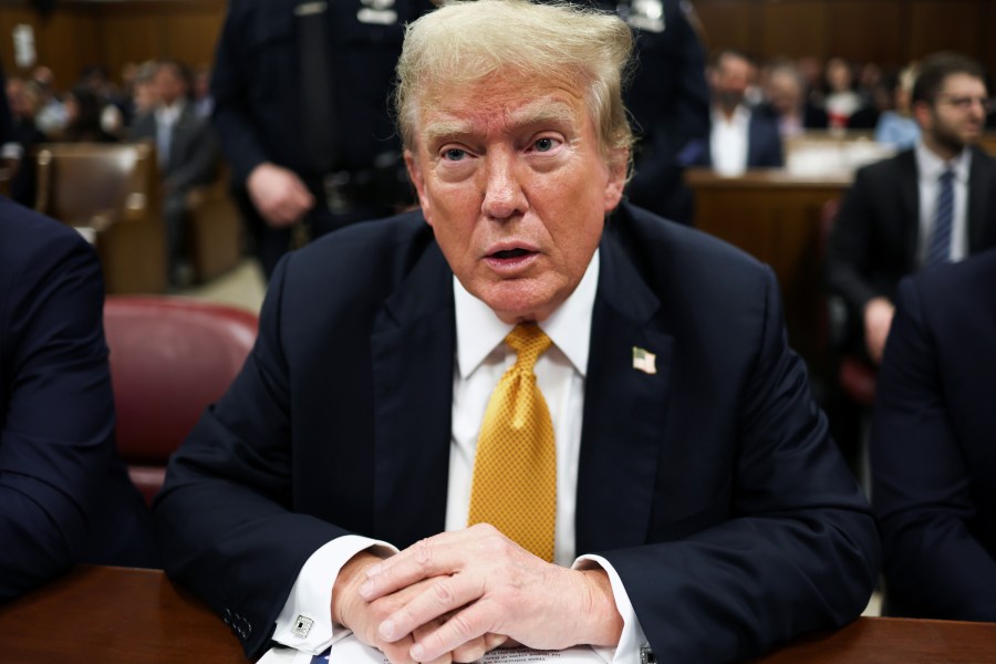 Former President Donald Trump appears at Manhattan criminal court as jurors are expected to begin deliberations in his criminal hush money trial in New York, Wednesday, May 29, 2024. (Charly Triballeau/Pool Photo via AP)