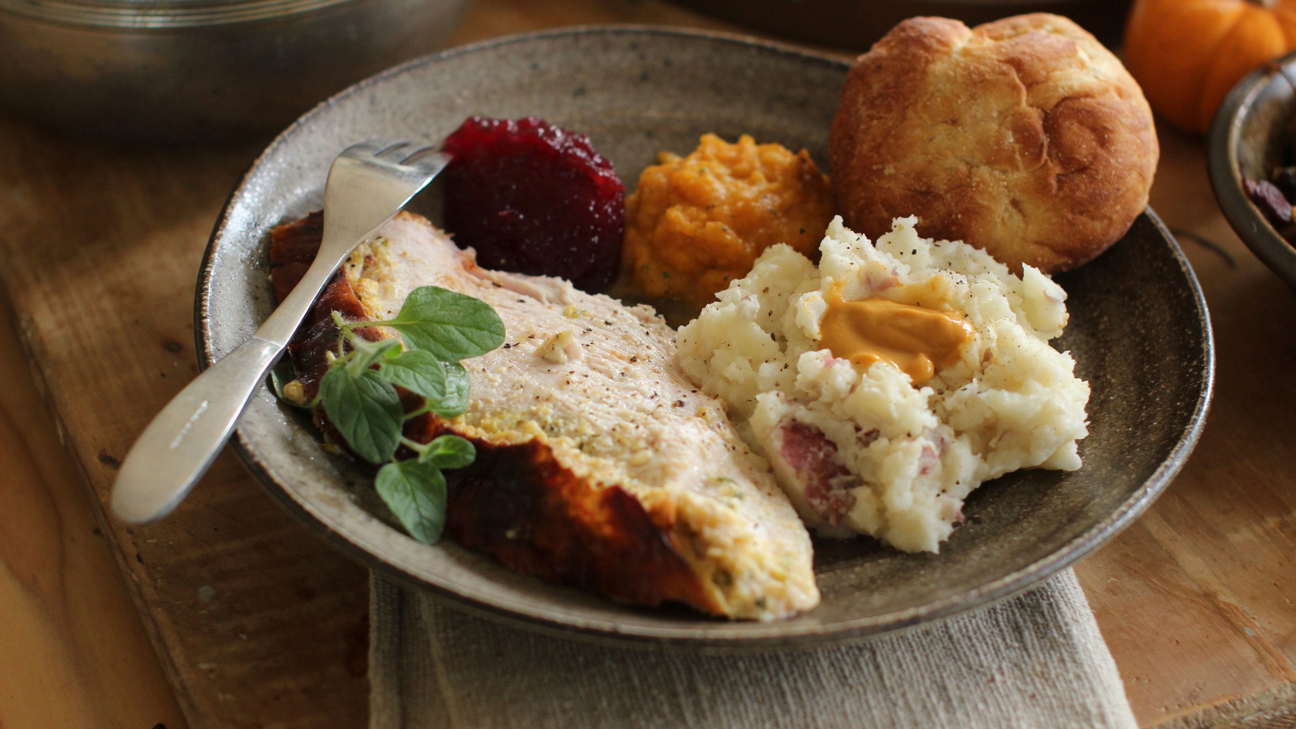 FILE - A dish with roast turkey breast is photographed in Concord, N.H., on Sept. 28, 2015. (AP Photo/Matthew Mead, File)