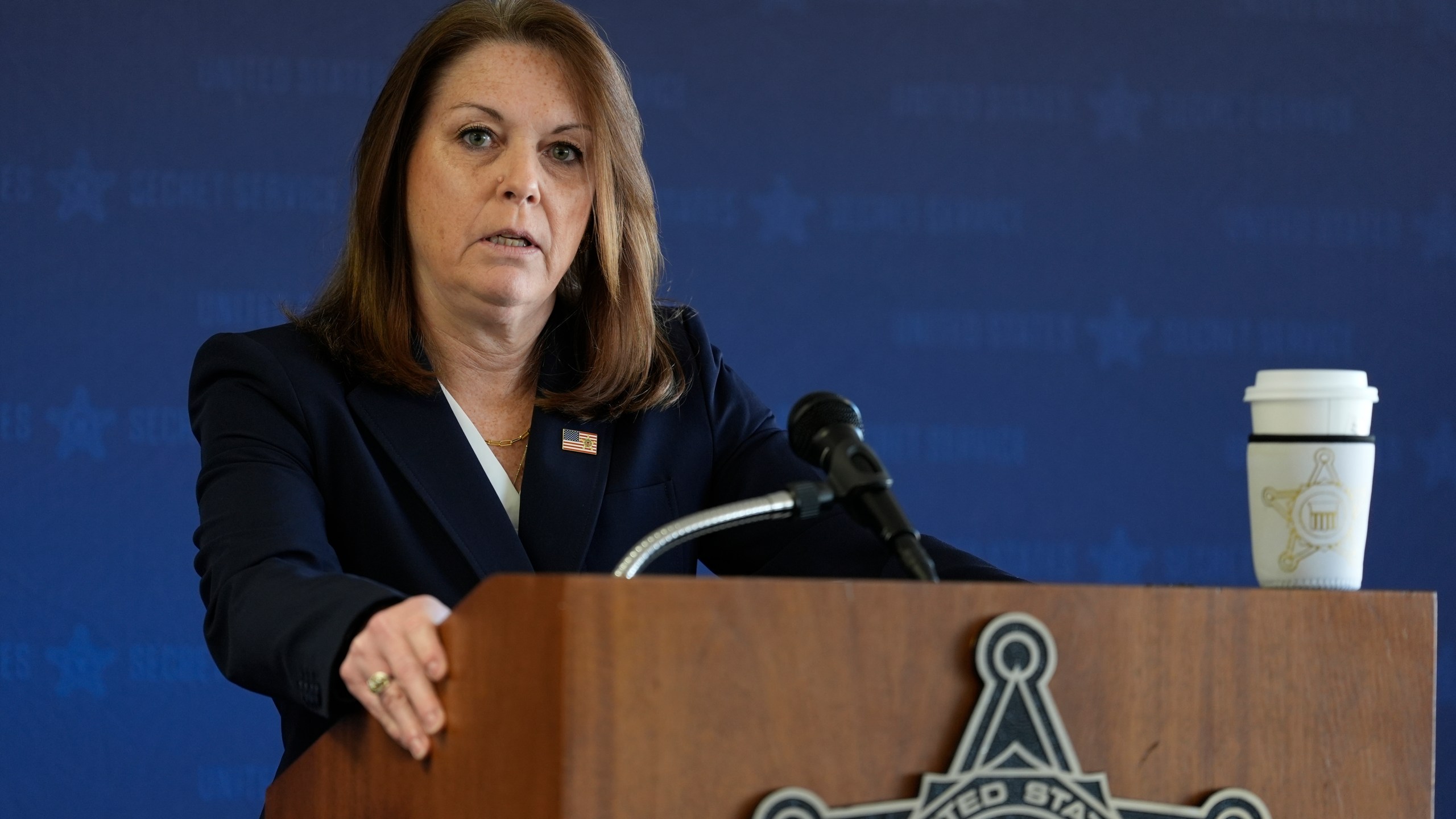 U.S. Secret Service Director Kimberly Cheatle speaks during a Republican National Convention security news conference Thursday, June 6, 2024, in Milwaukee. (AP Photo/Morry Gash)