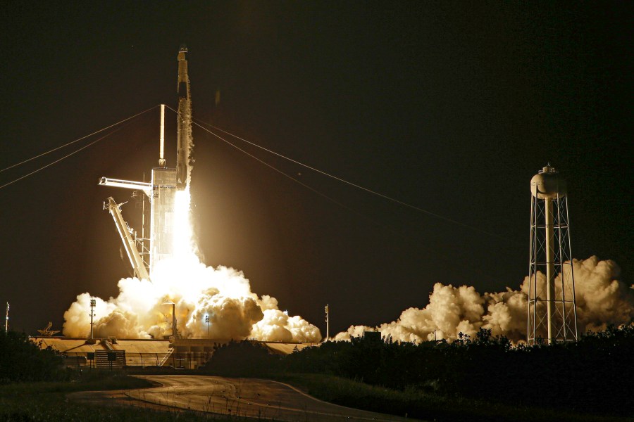 FILE - A SpaceX Falcon 9 lifts off with four private citizens from pad 39A at the Kennedy Space Center in Cape Canaveral, Fla., Wednesday Sept. 15, 2021. New research presents the largest set of information yet regarding how the human body reacts to spaceflight. (AP Photo/John Raoux, File)